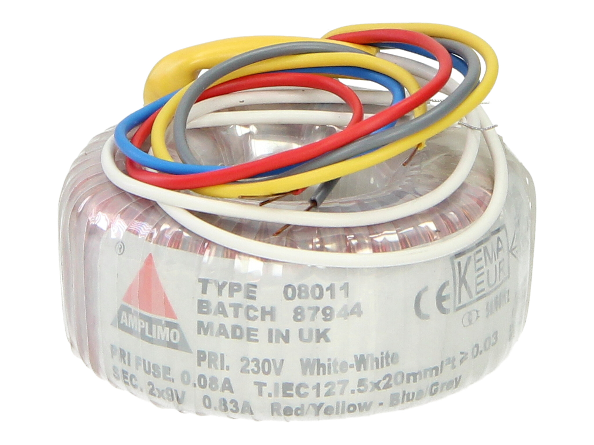 Amplimo 08011 ringkerntrafo 230V naar 2 x 9V 15VA