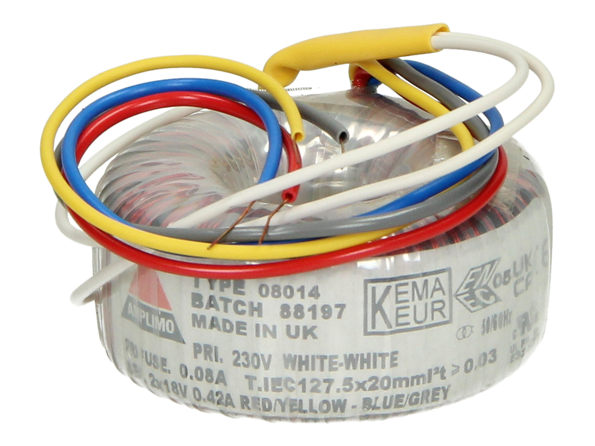 Amplimo 08014 ringkerntrafo 230V naar 2x 18V 15VA