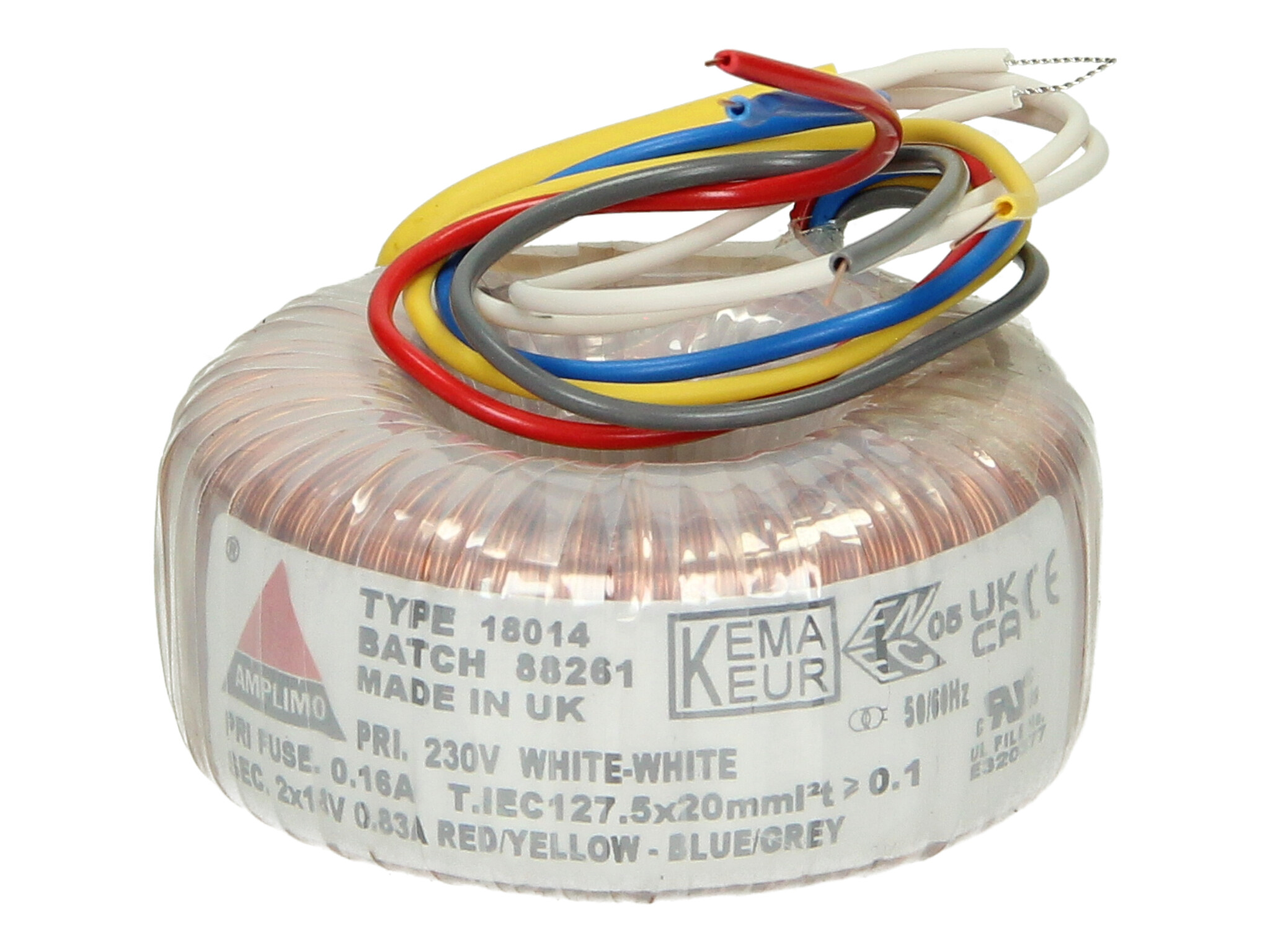 Amplimo 18014 ringkerntrafo 230V naar 2x 18V 30VA