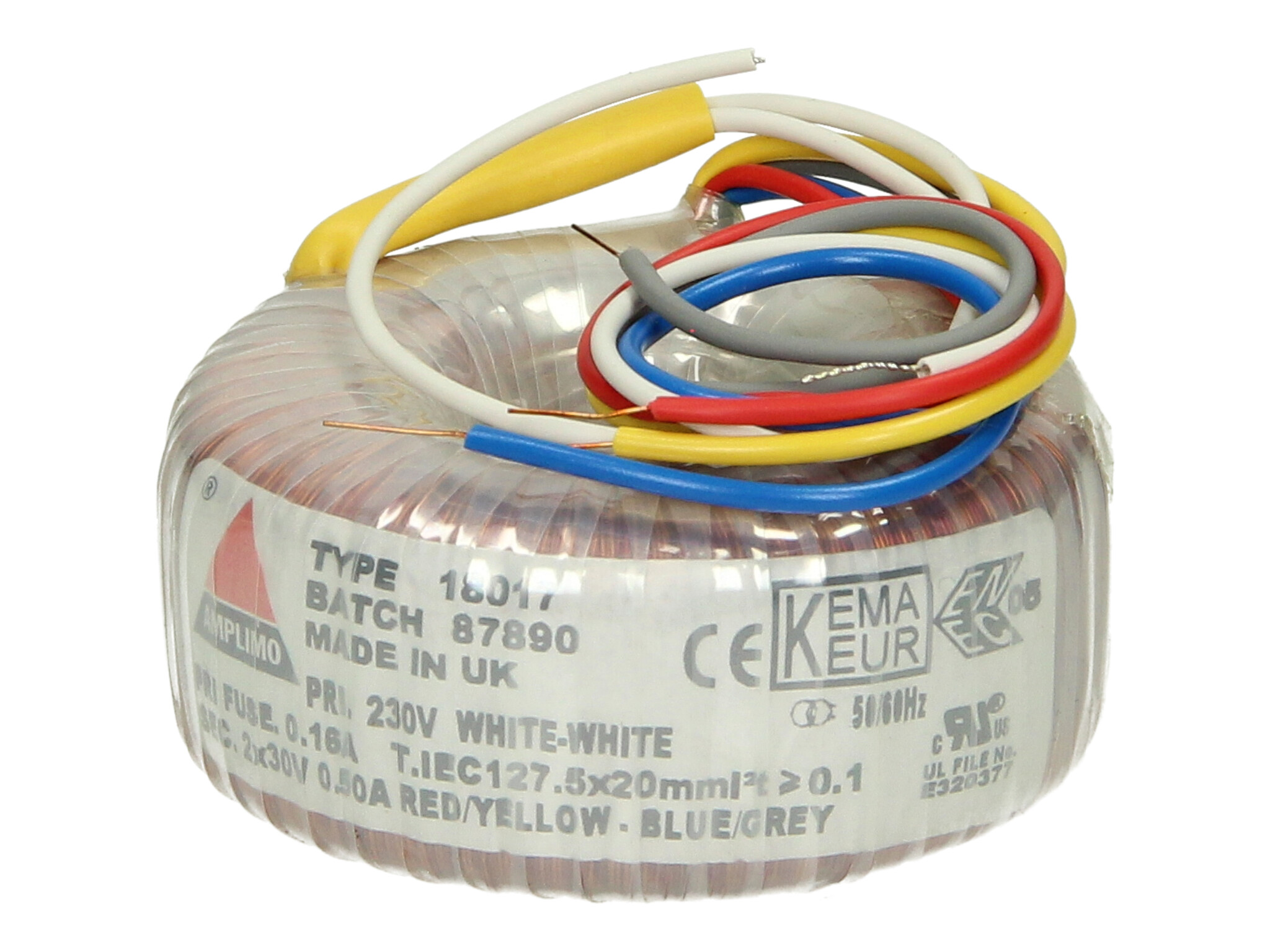 Amplimo 18017 ringkerntrafo 230V naar 2x 30V 30VA