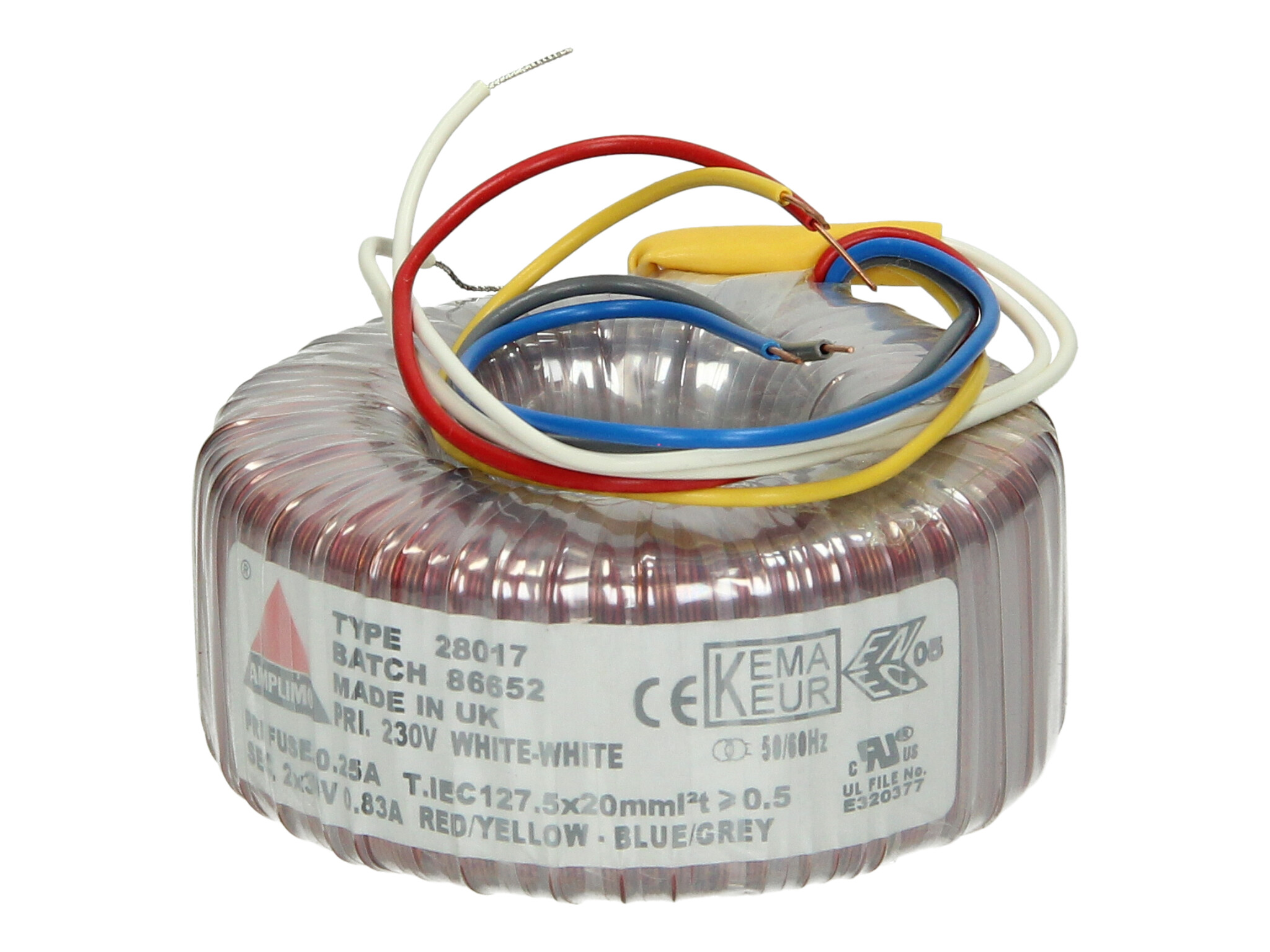 Amplimo 28017 ringkerntrafo 230V naar 2x 30V 50VA
