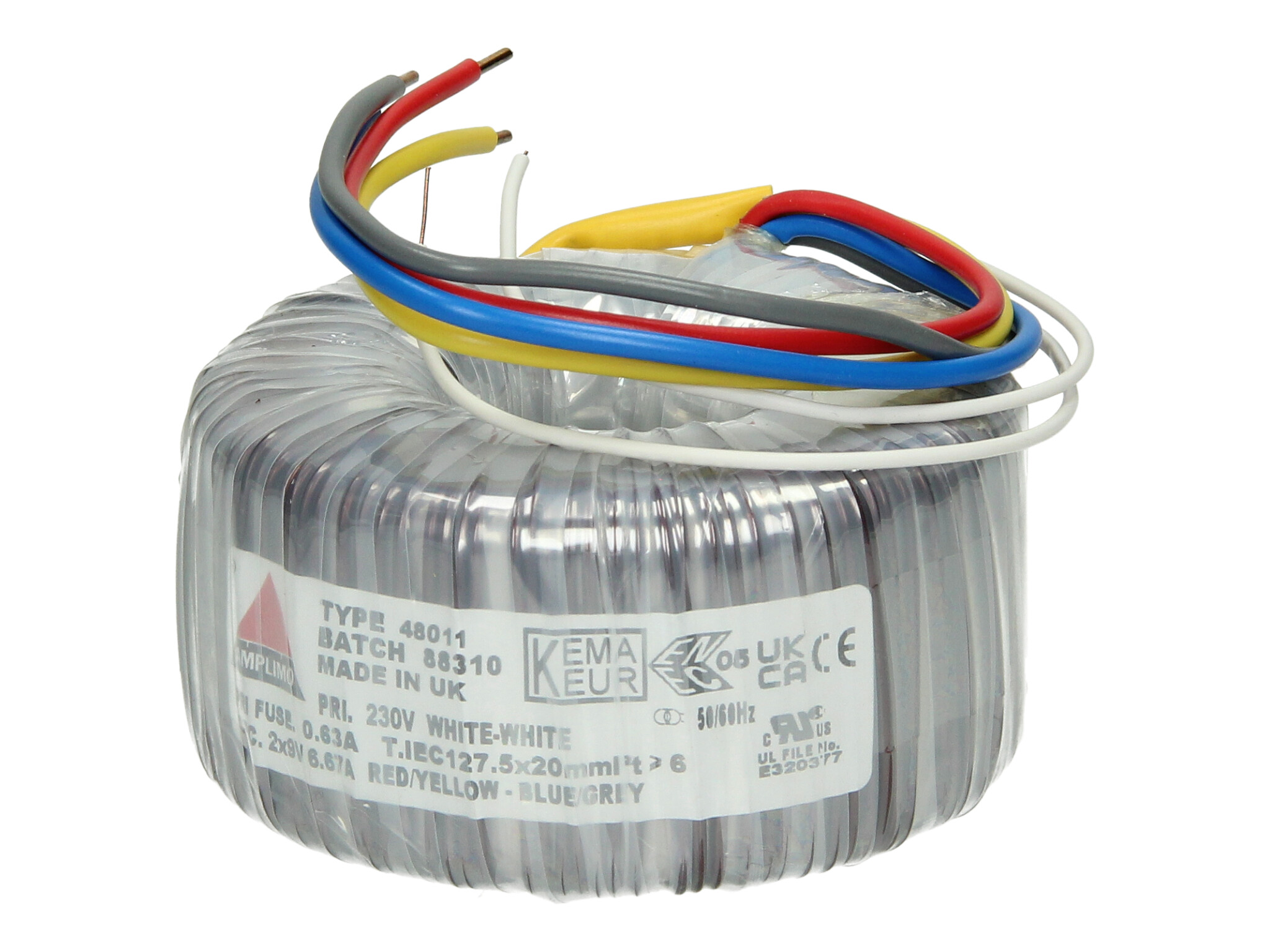 Amplimo 48011 ringkerntrafo 230V naar 2x 9V 120VA