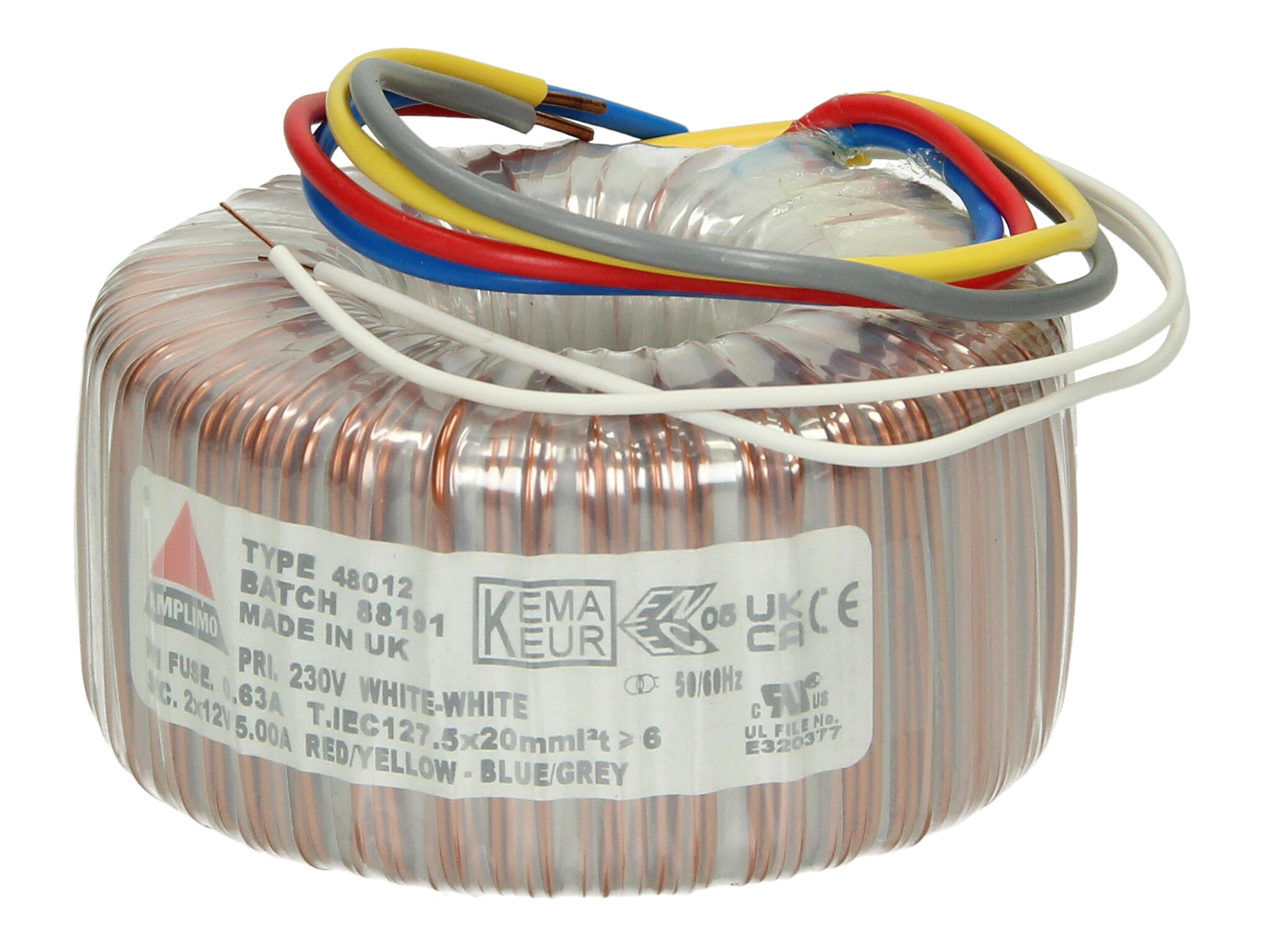 Amplimo 48012 ringkerntrafo 230V naar 2x 12V 120VA