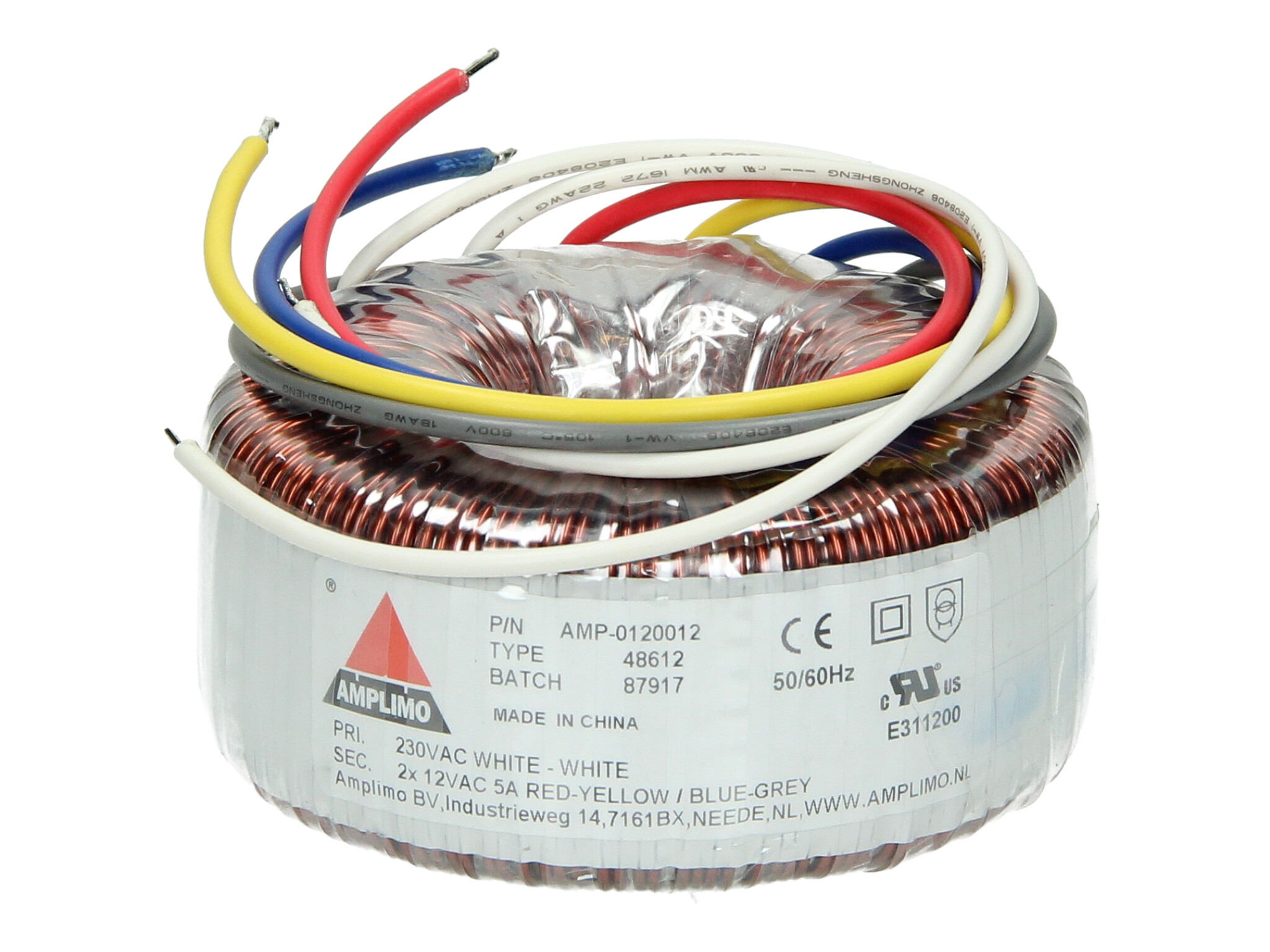 Amplimo 48612 ringkerntrafo 230V naar 2x 12V 120VA