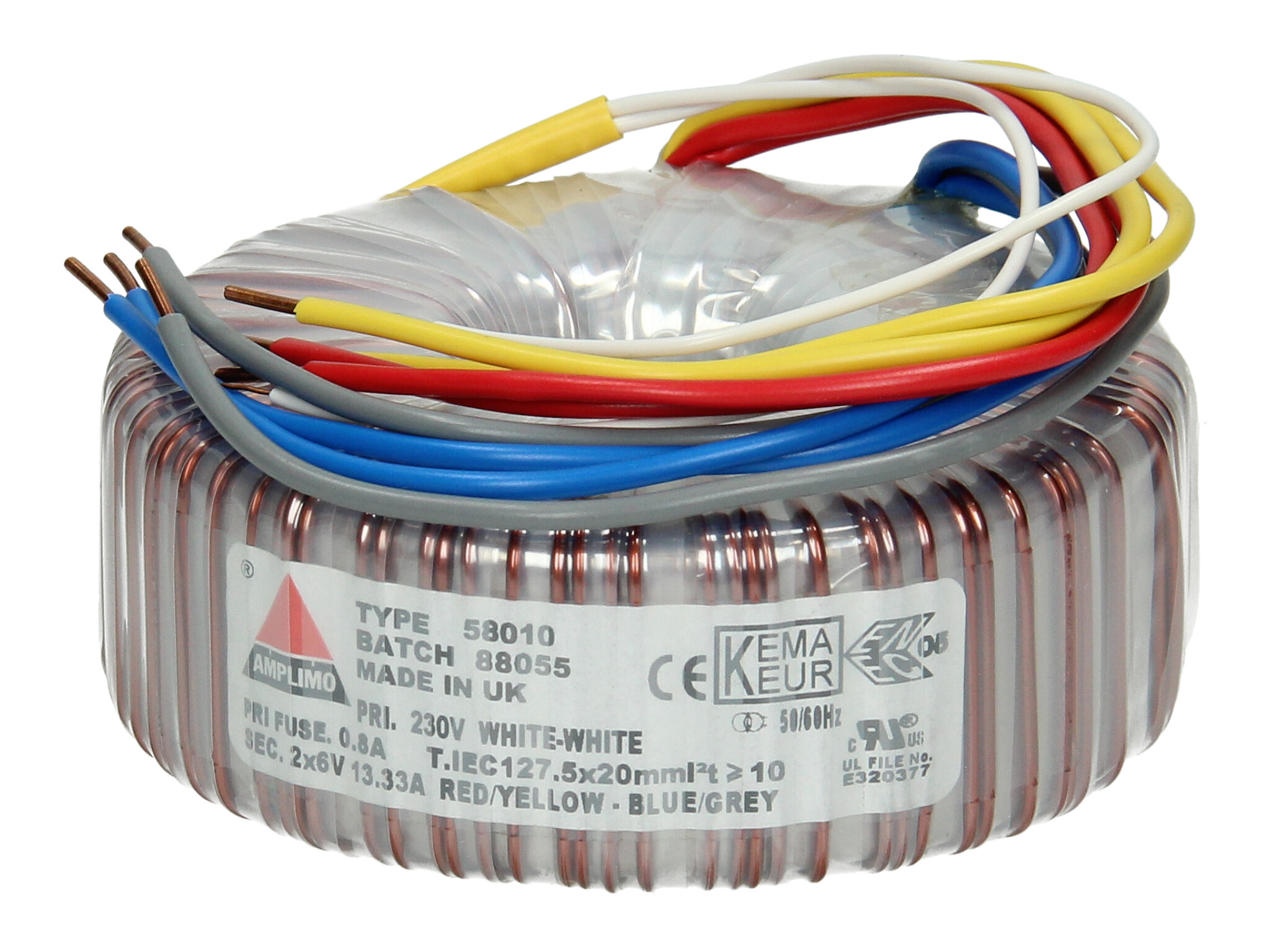 Amplimo 58010 ringkerntrafo 230V naar 2x 6V 160VA