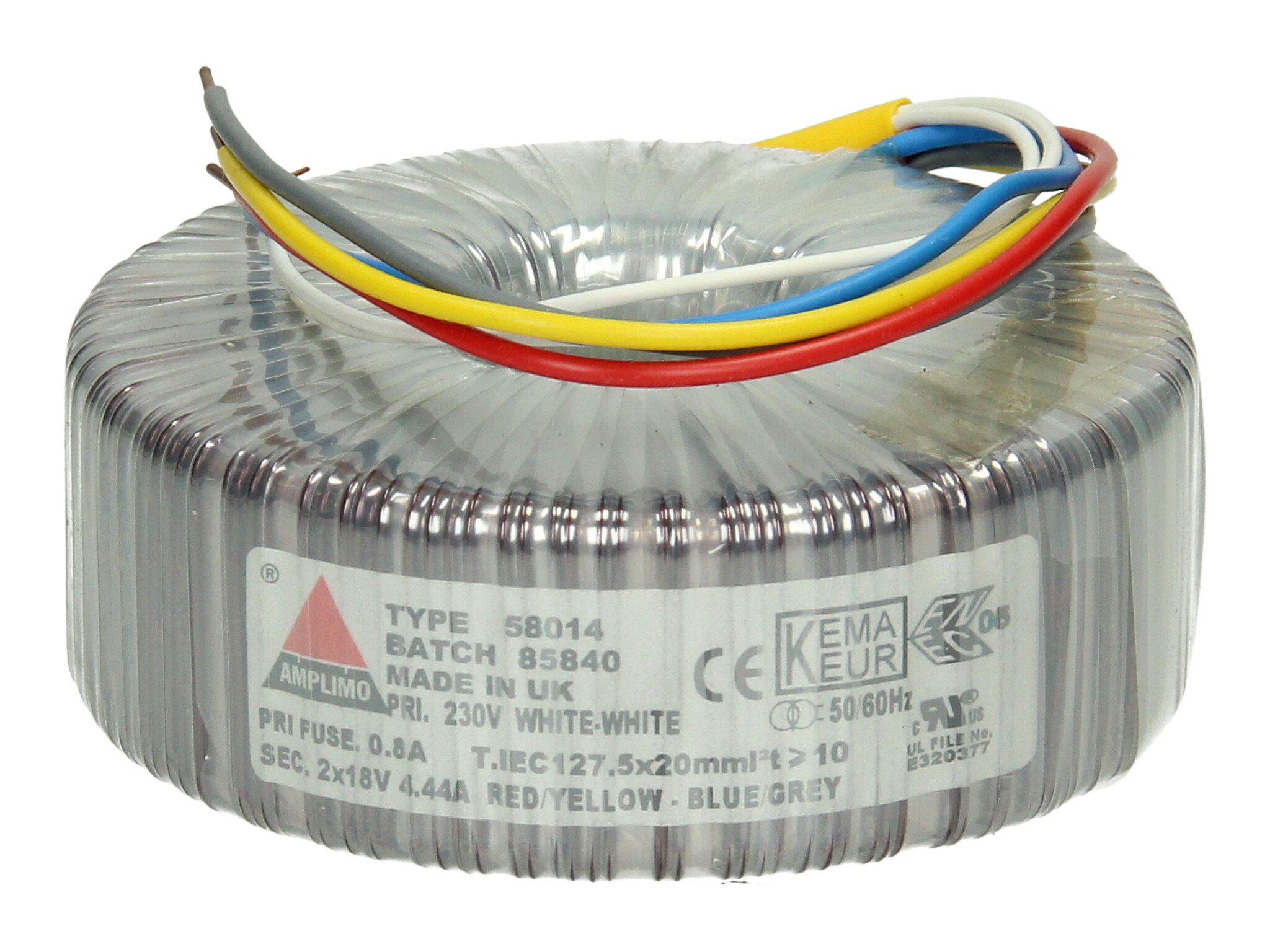 Amplimo 58014 ringkerntrafo 230V naar 2x 18V 160VA