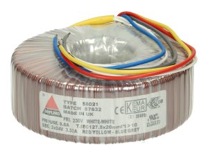 Amplimo 58021 ringkerntrafo 230V naar 2x 24V 160VA