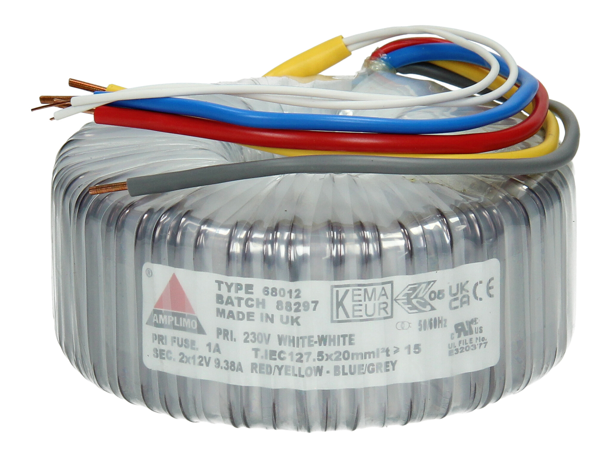 Amplimo 68012 ringkerntrafo 230V naar 2x 12V 225VA