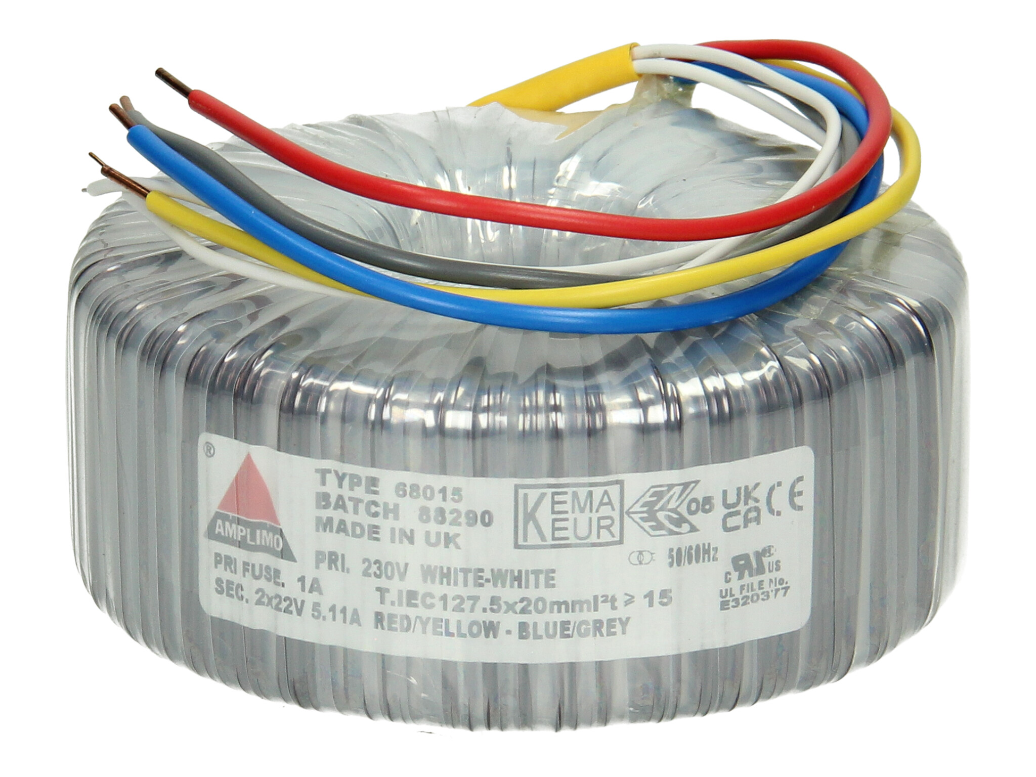 Amplimo 68015 ringkerntrafo 230V naar 2x 22V 225VA