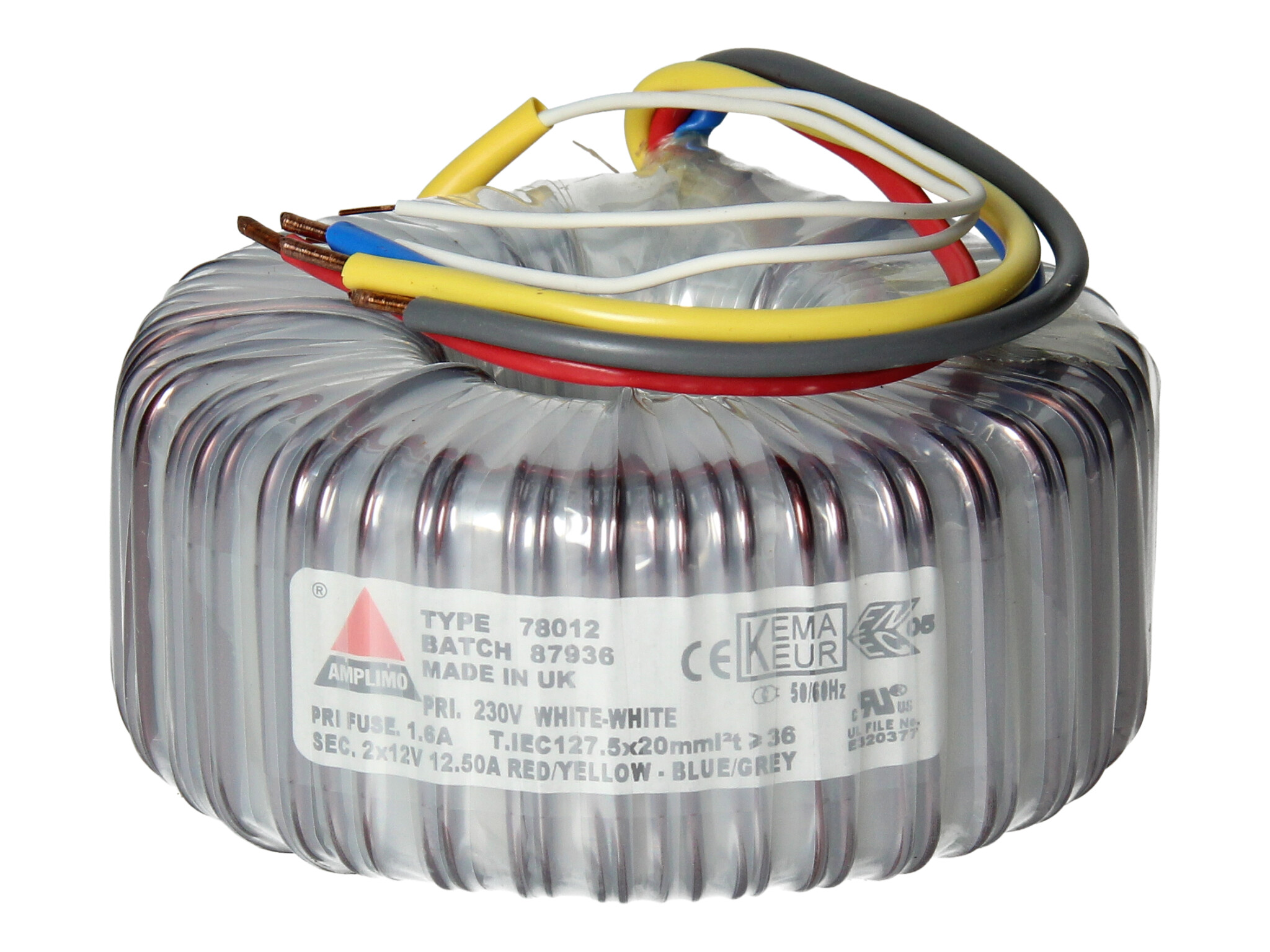 Amplimo 78012 ringkerntrafo 230V naar 2x 12V 300VA