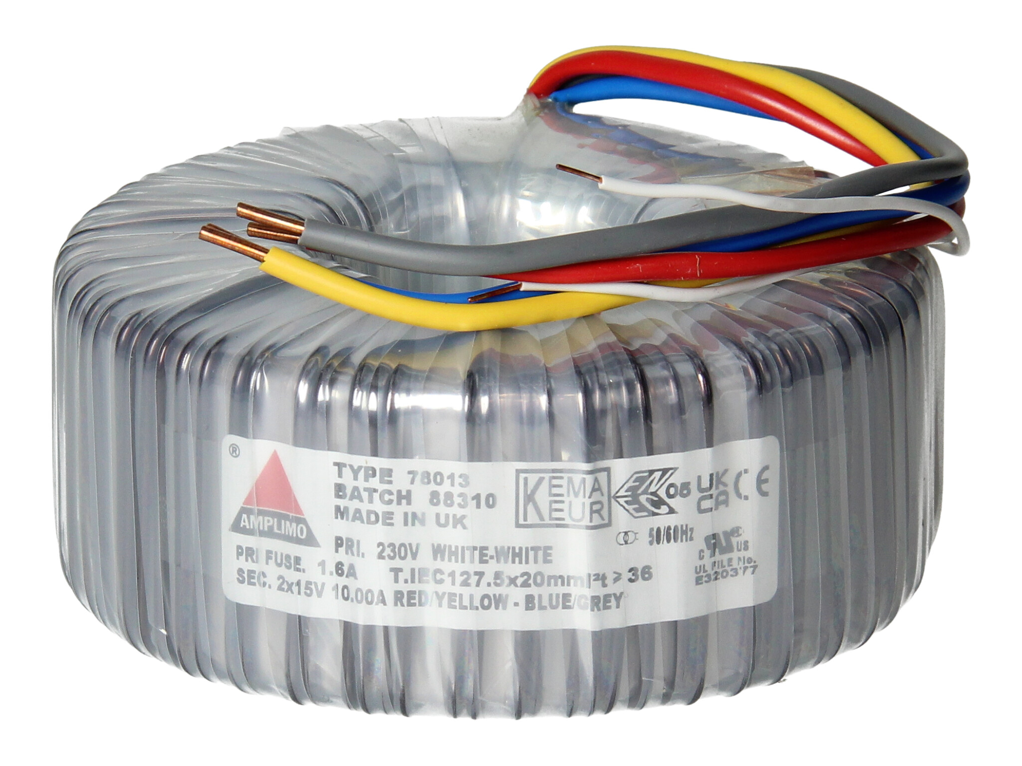 Amplimo 78013 ringkerntrafo 230V naar 2x 15V 300VA