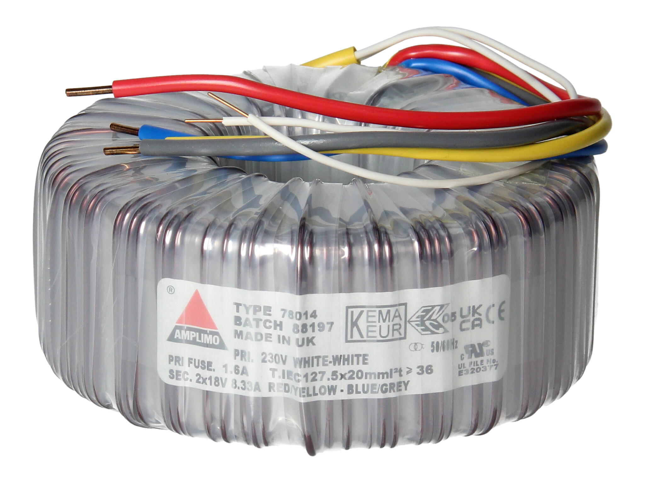 Amplimo 78014 ringkerntrafo 230V naar 2x 18V 300VA