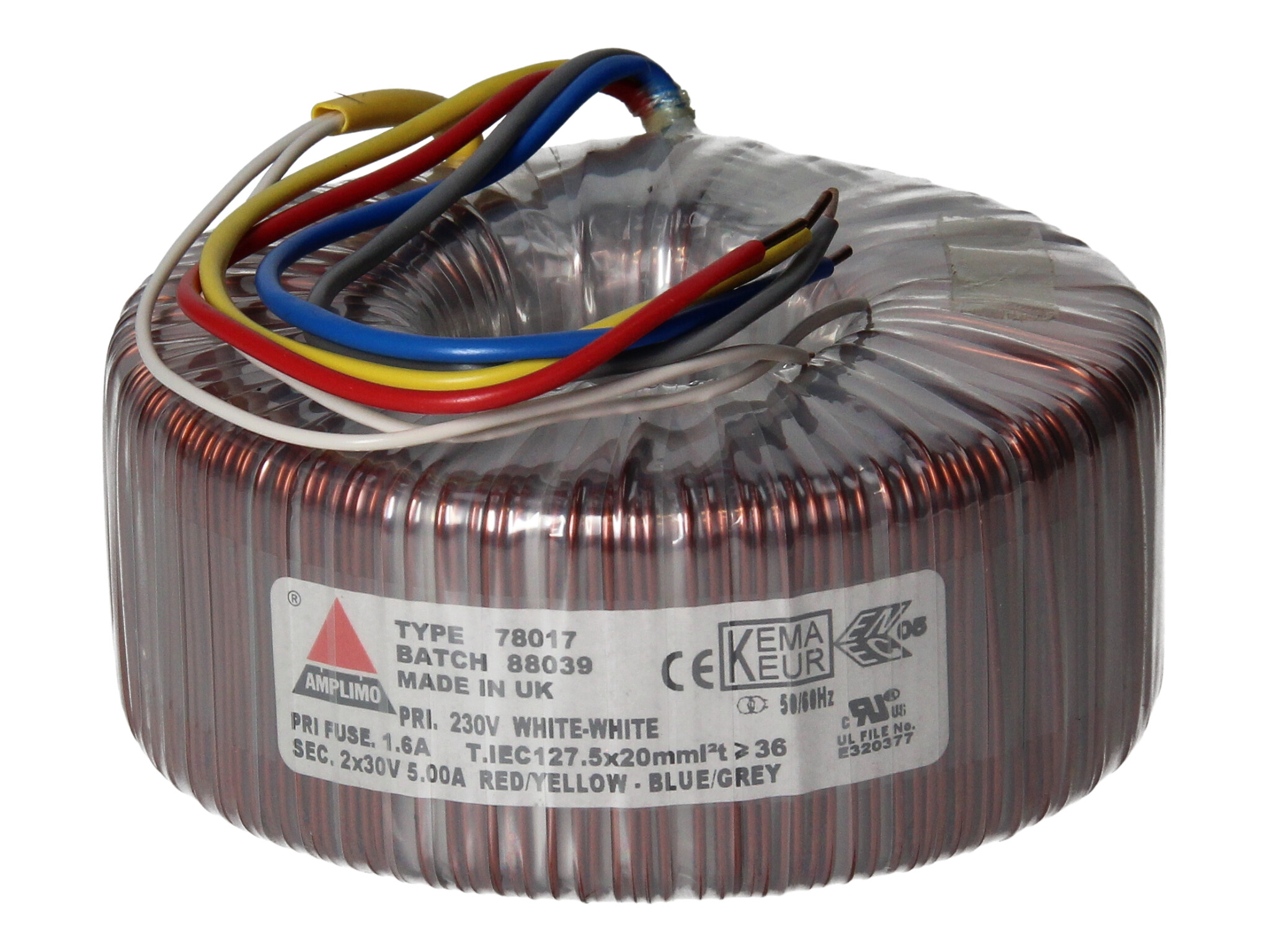 Amplimo 78017 ringkerntrafo 230V naar 2x 30V 300VA