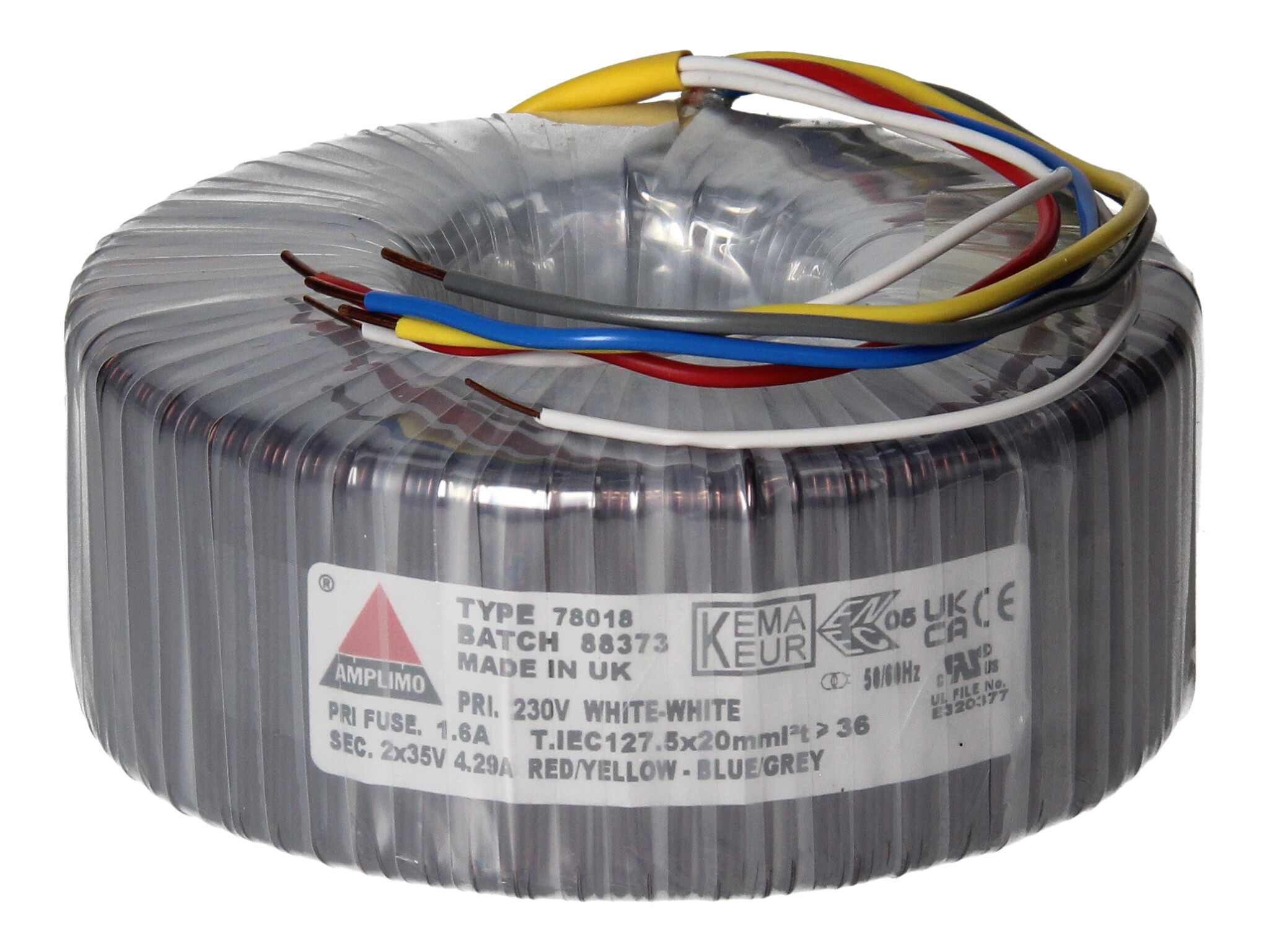 Amplimo 78018 ringkerntrafo 230V naar 2x 35V 300VA