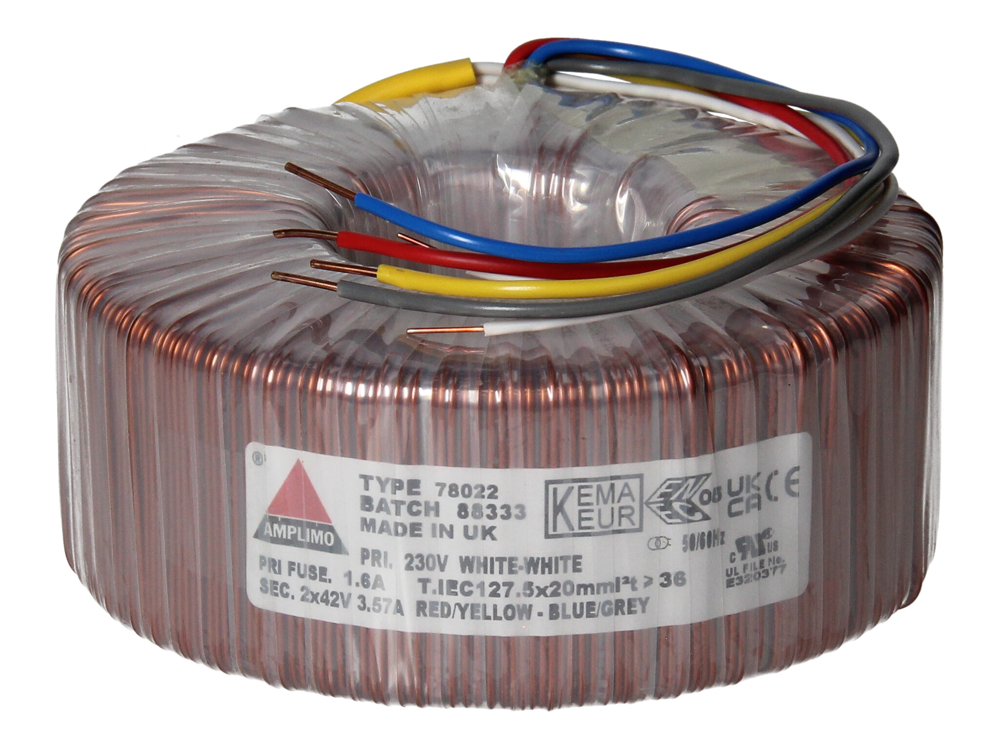 Amplimo 78022 ringkerntrafo 230V naar 2x 42V 300VA