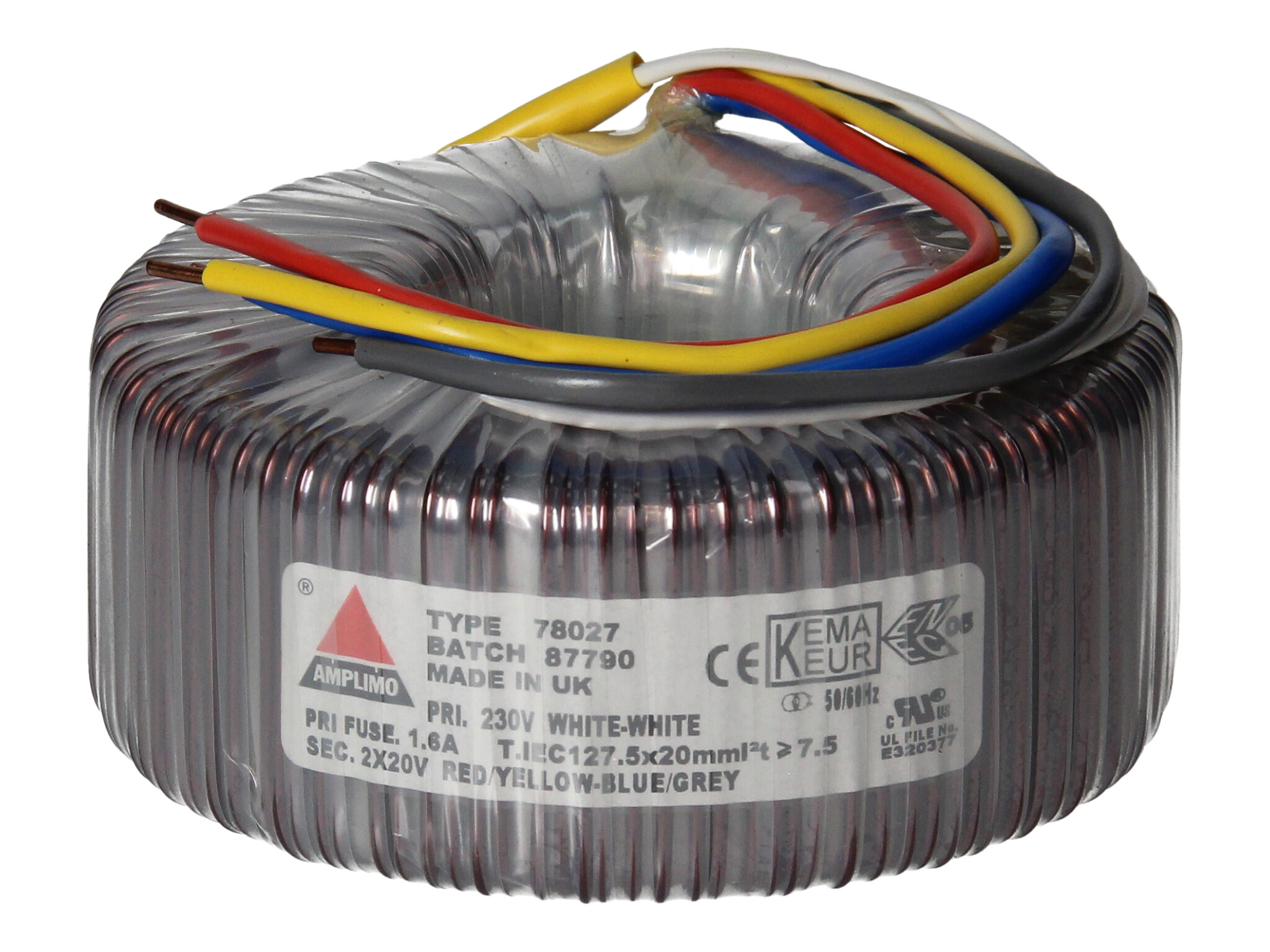 Amplimo 78027 ringkerntrafo 230V naar 2x 20V 300VA
