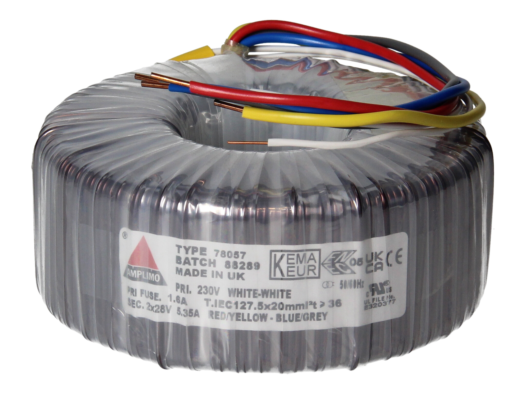 Amplimo 78057 ringkerntrafo 230V naar 2x 26V 300VA