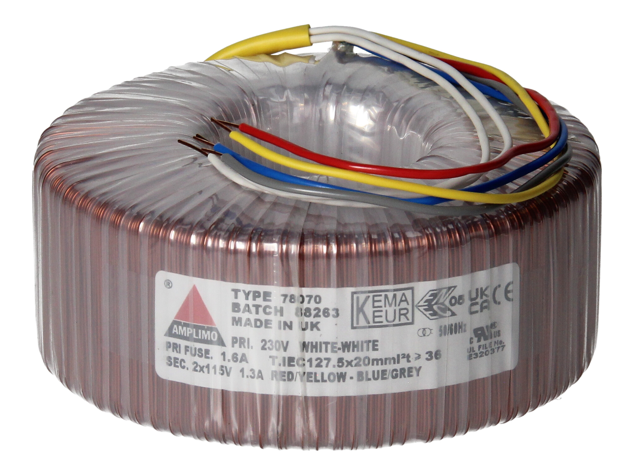 Amplimo 78070 ringkerntrafo 230V naar 2x 115V 300VA
