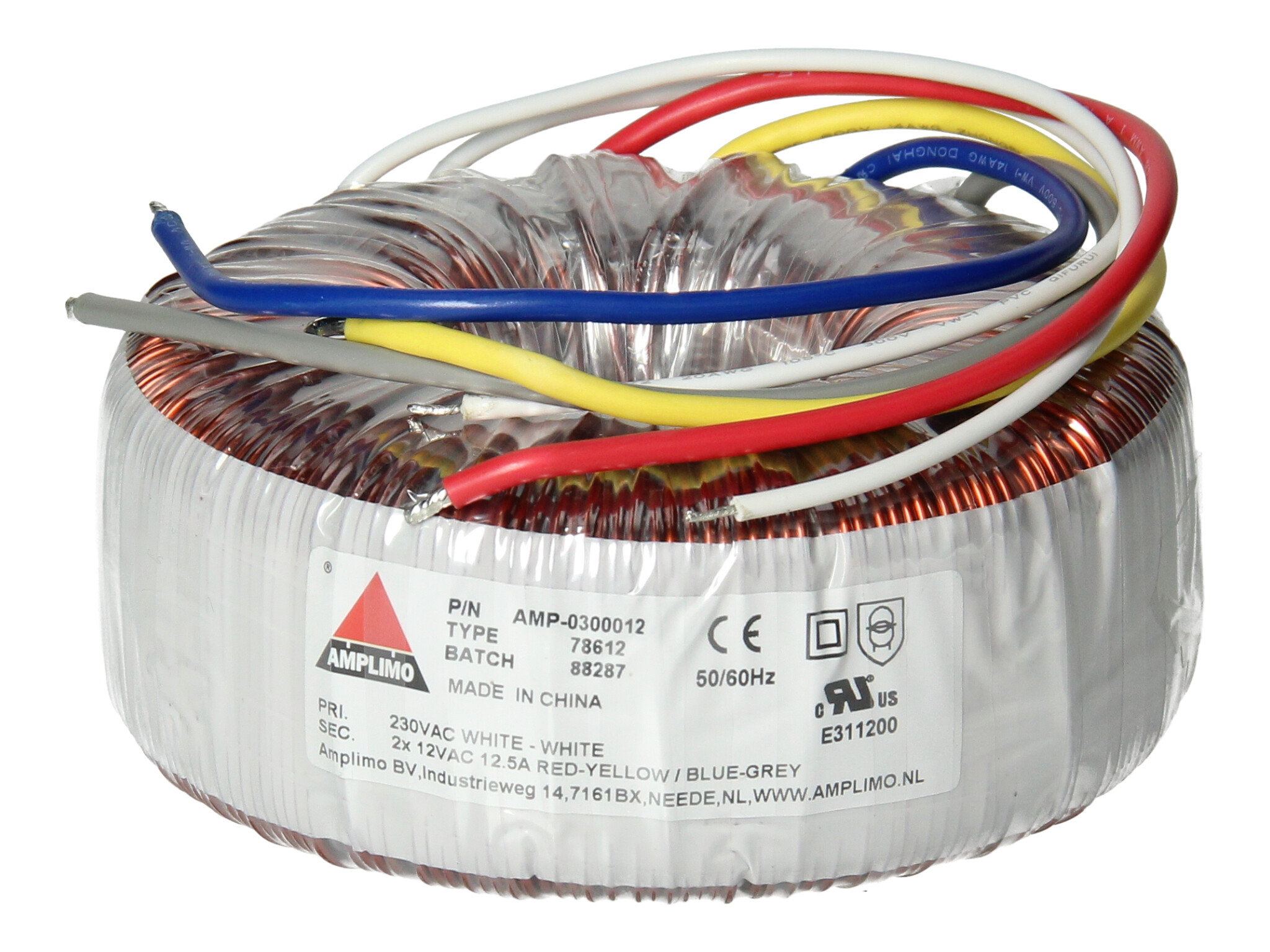 Amplimo 78612 ringkerntrafo 230V naar 2x 12V 300VA