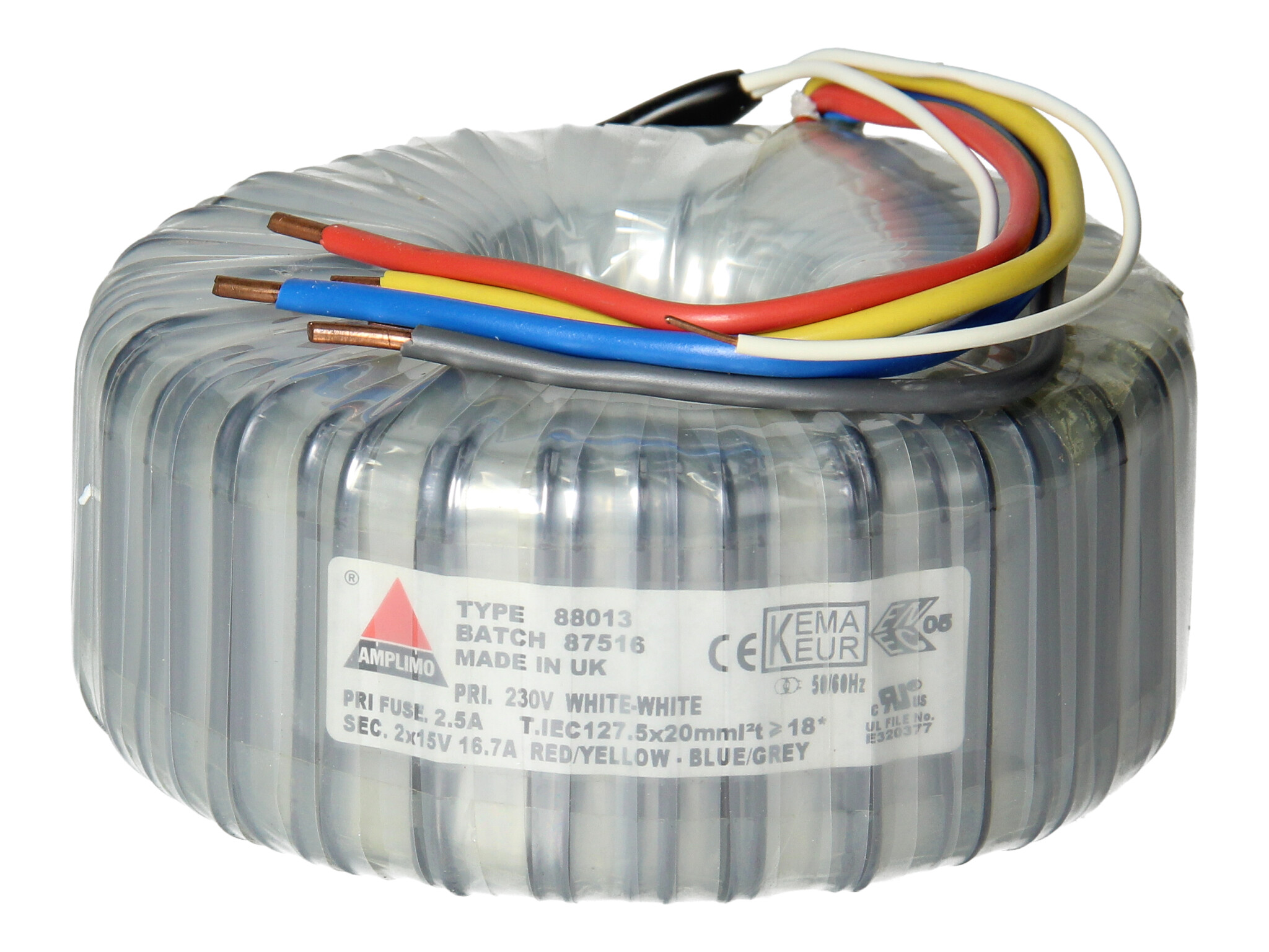 Amplimo 88013 ringkerntrafo 230V naar 2x 15V 500VA