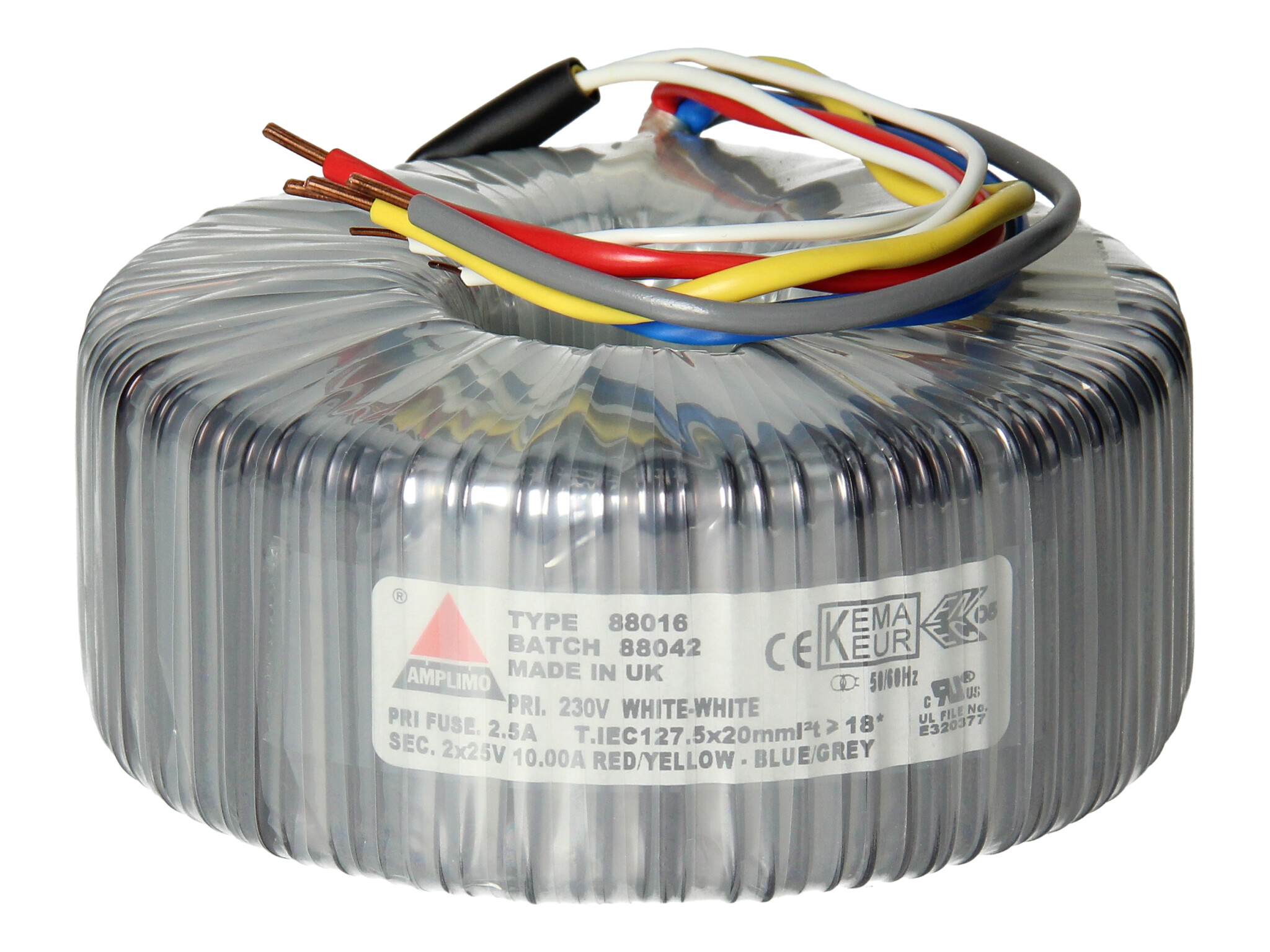 Amplimo 88016 ringkerntrafo 230V naar 2x 25V 500VA