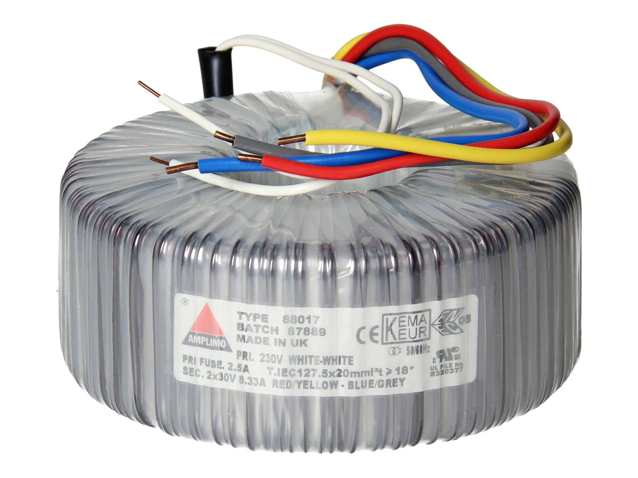Amplimo 88017 ringkerntrafo 230V naar 2x 30V 500VA