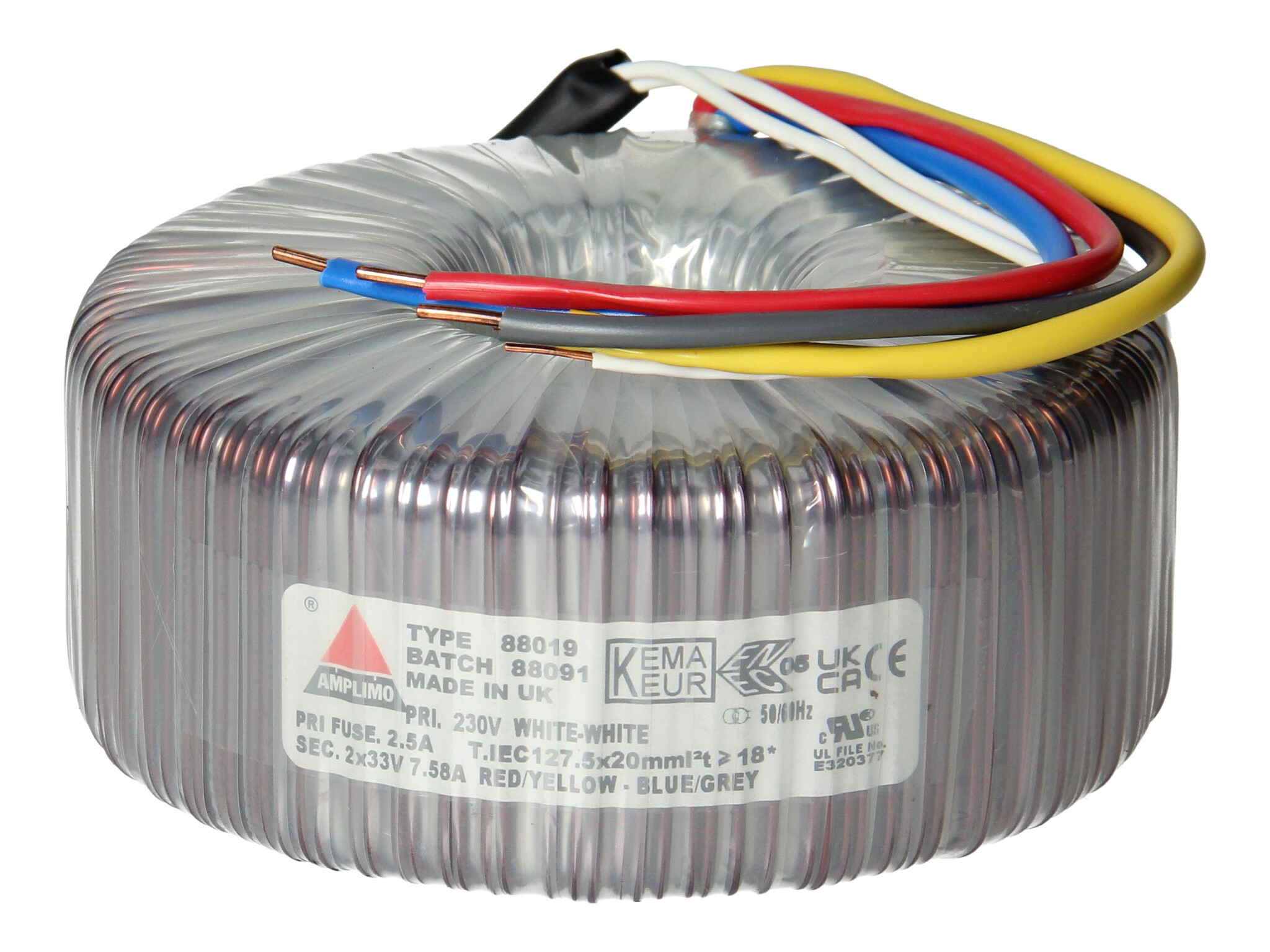 Amplimo 88019 ringkerntrafo 230V naar 2x 33V 500VA