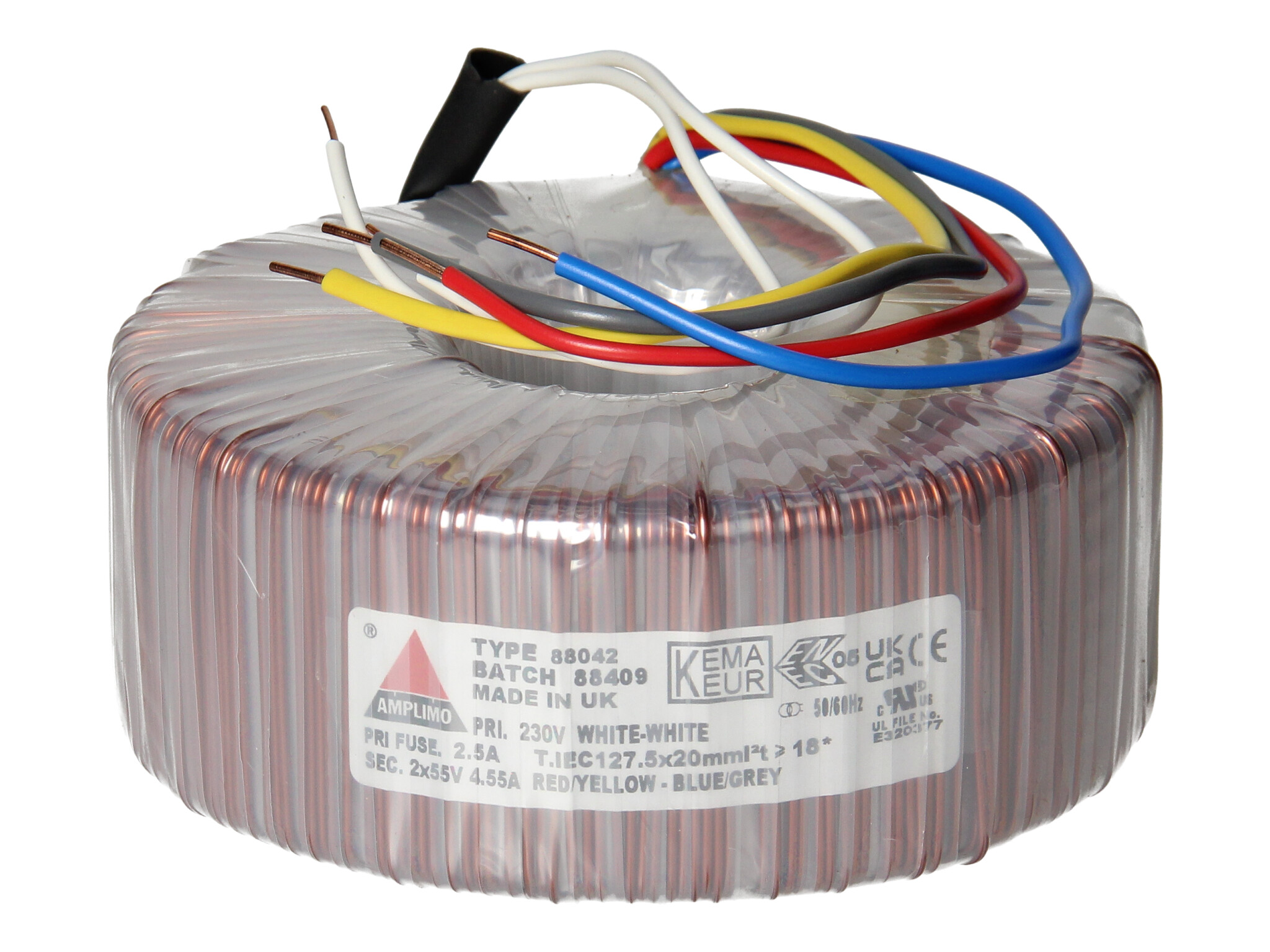 Amplimo 88042 ringkerntrafo 230V naar 2x 55V 500VA