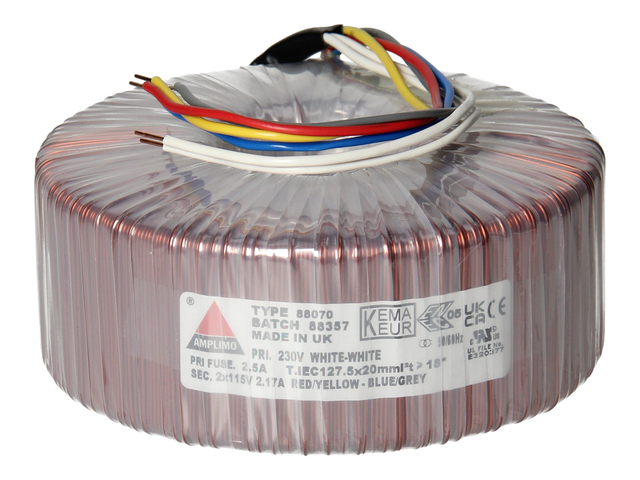 Amplimo 88070 ringkerntrafo 230V naar 2x 115V 500VA