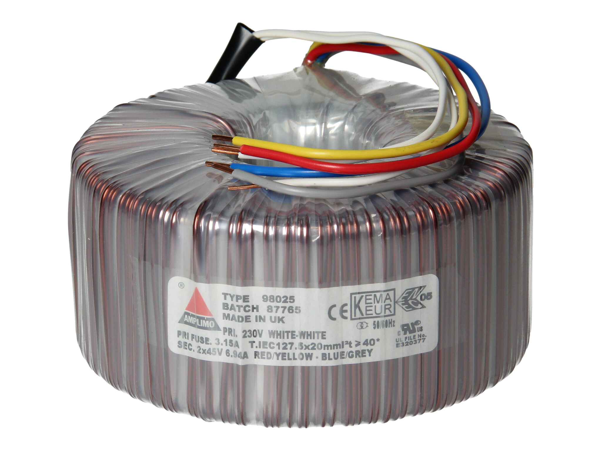 Amplimo 98025 ringkerntrafo 230V naar 2x 45V 625VA