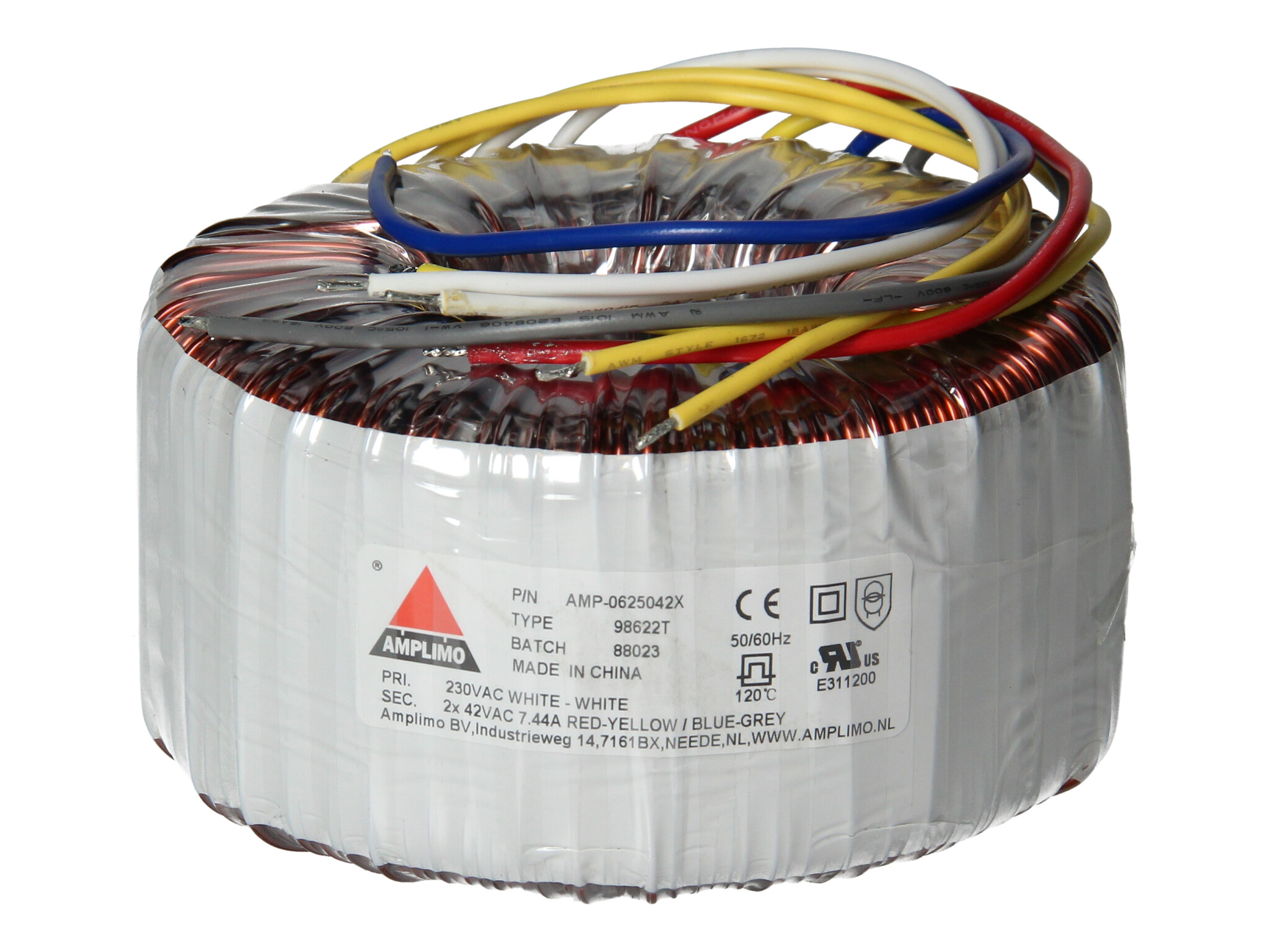 Amplimo 98622T ringkerntrafo 230V naar 2x 42V 625VA
