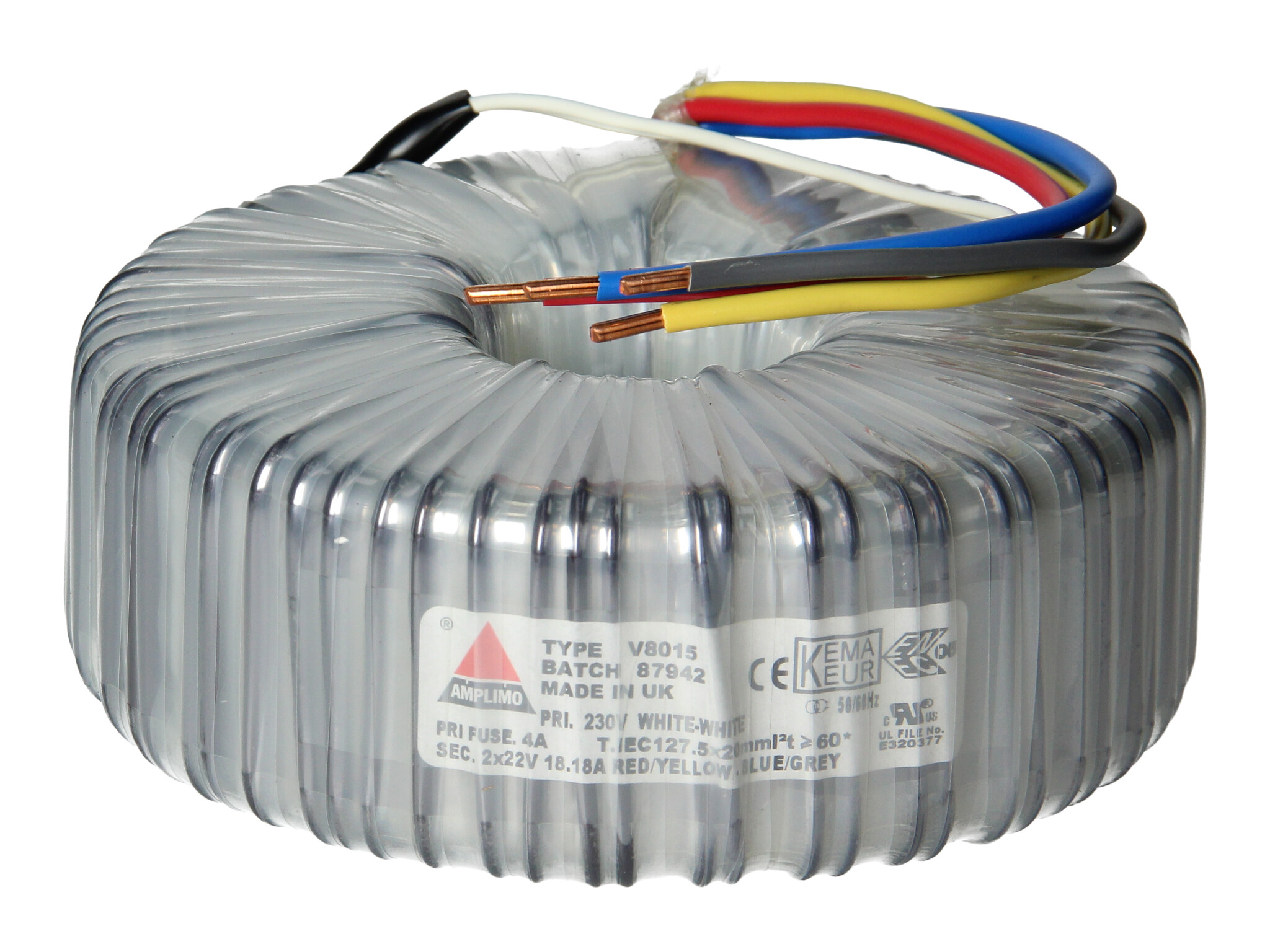 Amplimo V8015 ringkerntrafo 230V naar 2x 22V 800VA