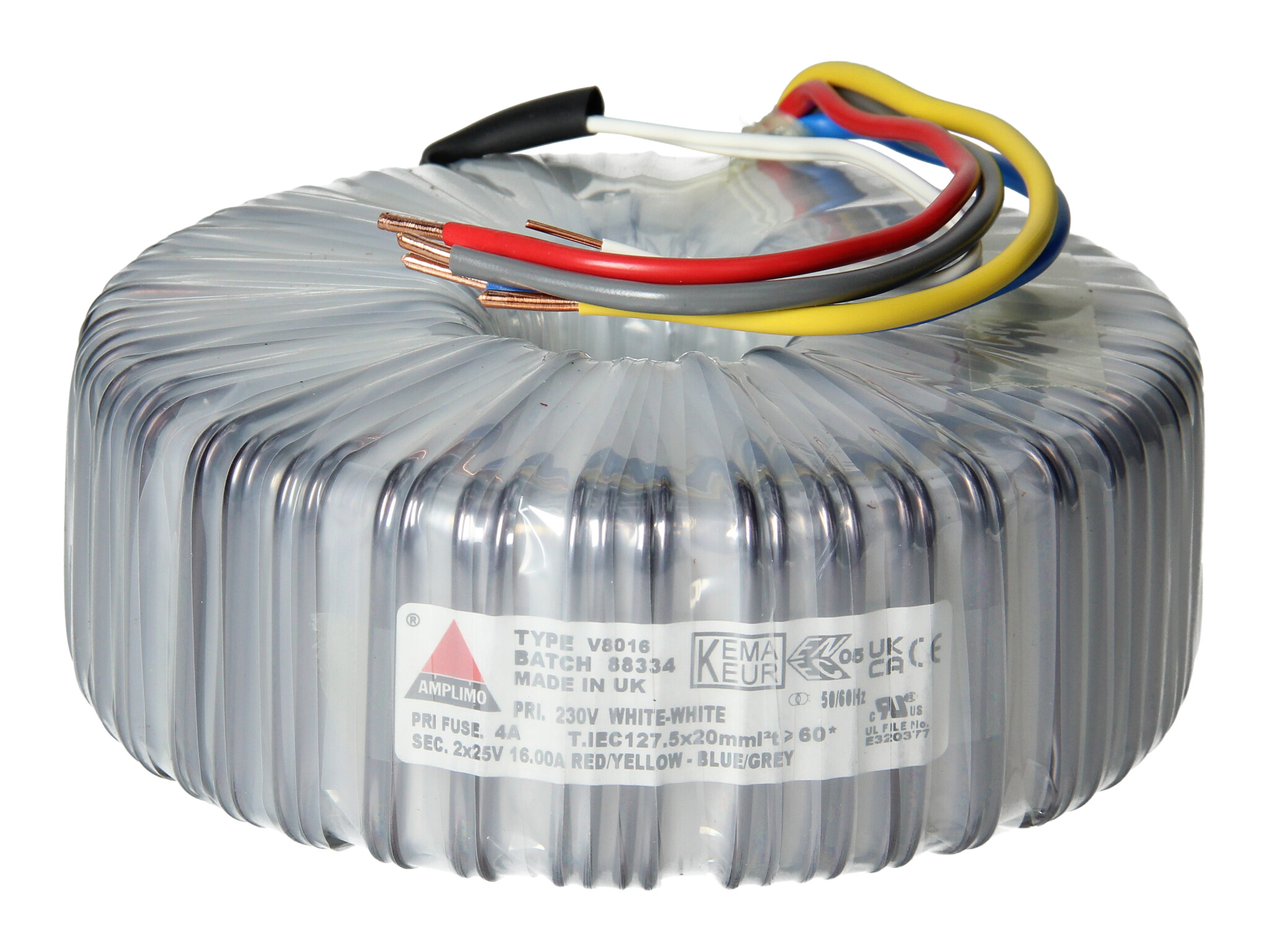 Amplimo V8016 ringkerntrafo 230V naar 2x 25V 800VA