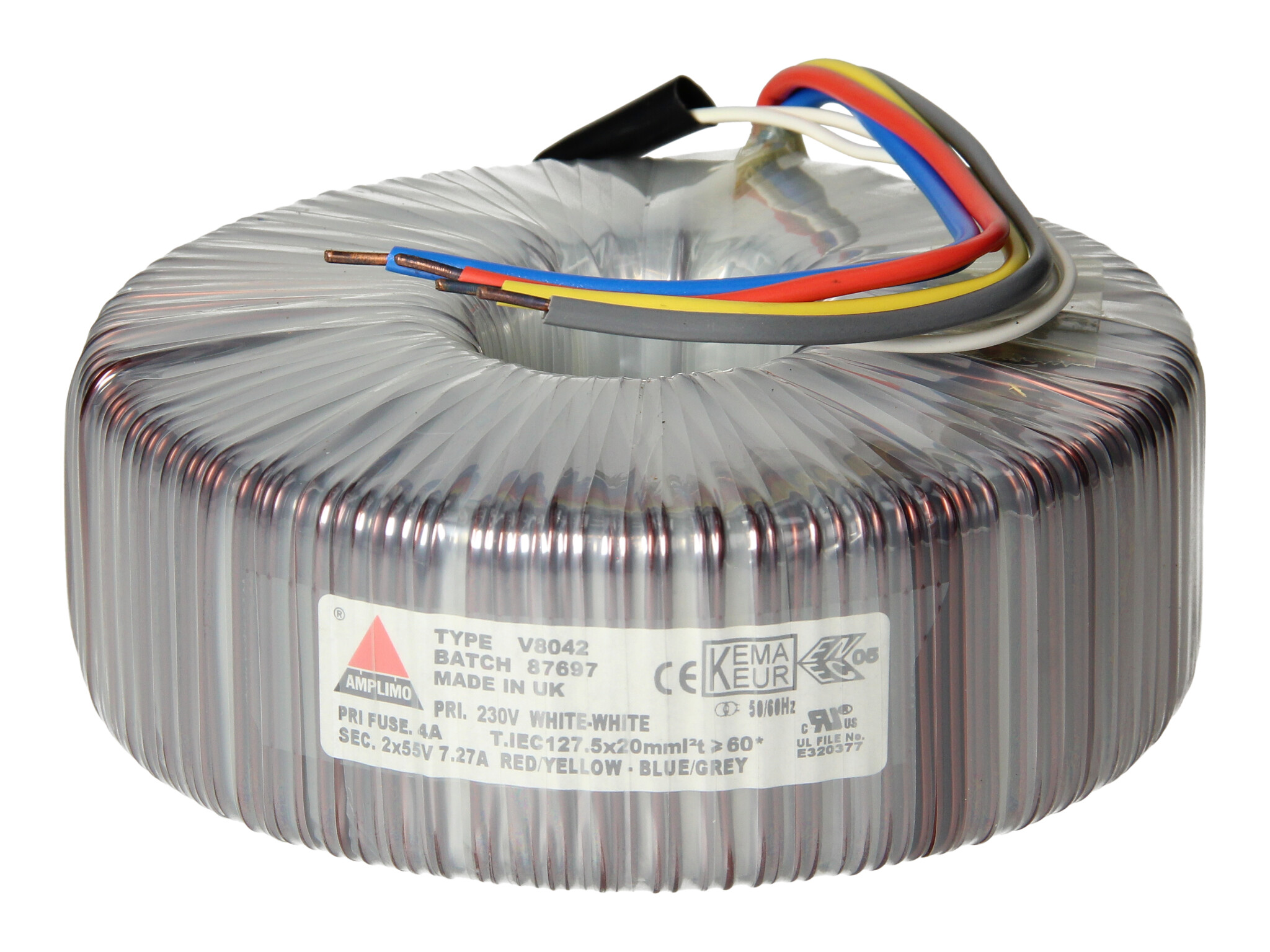 Amplimo V8042 ringkerntrafo 230V naar 2x 55V 800VA
