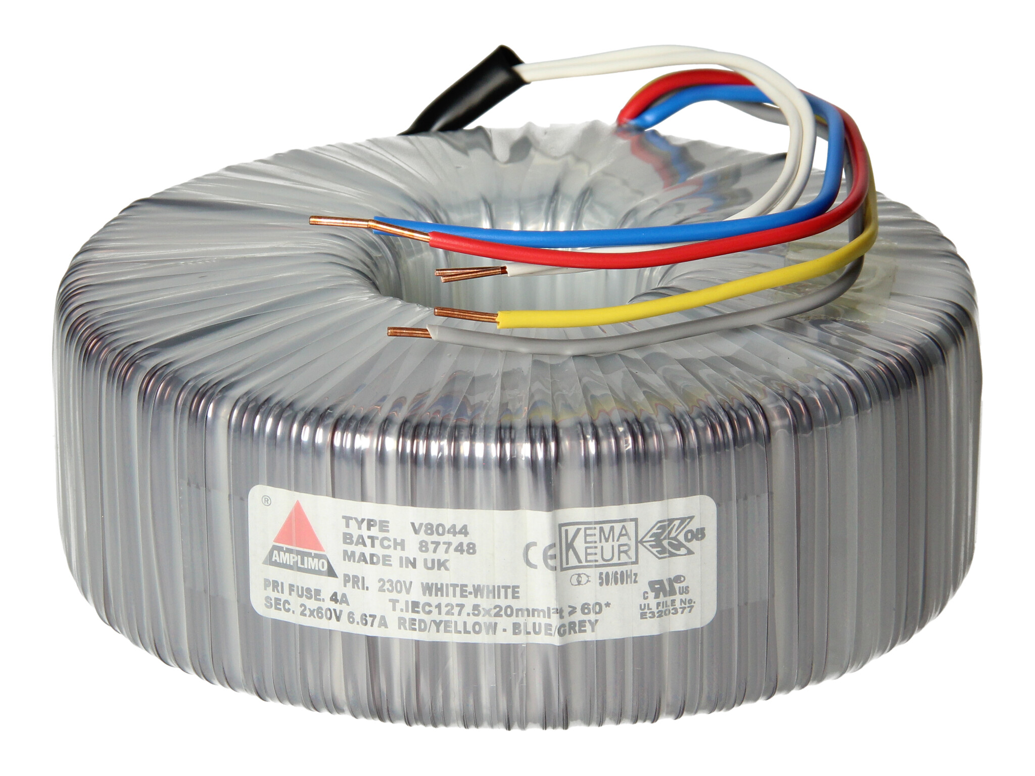 Amplimo V8044 ringkerntrafo 230V naar 2x 60V 800VA