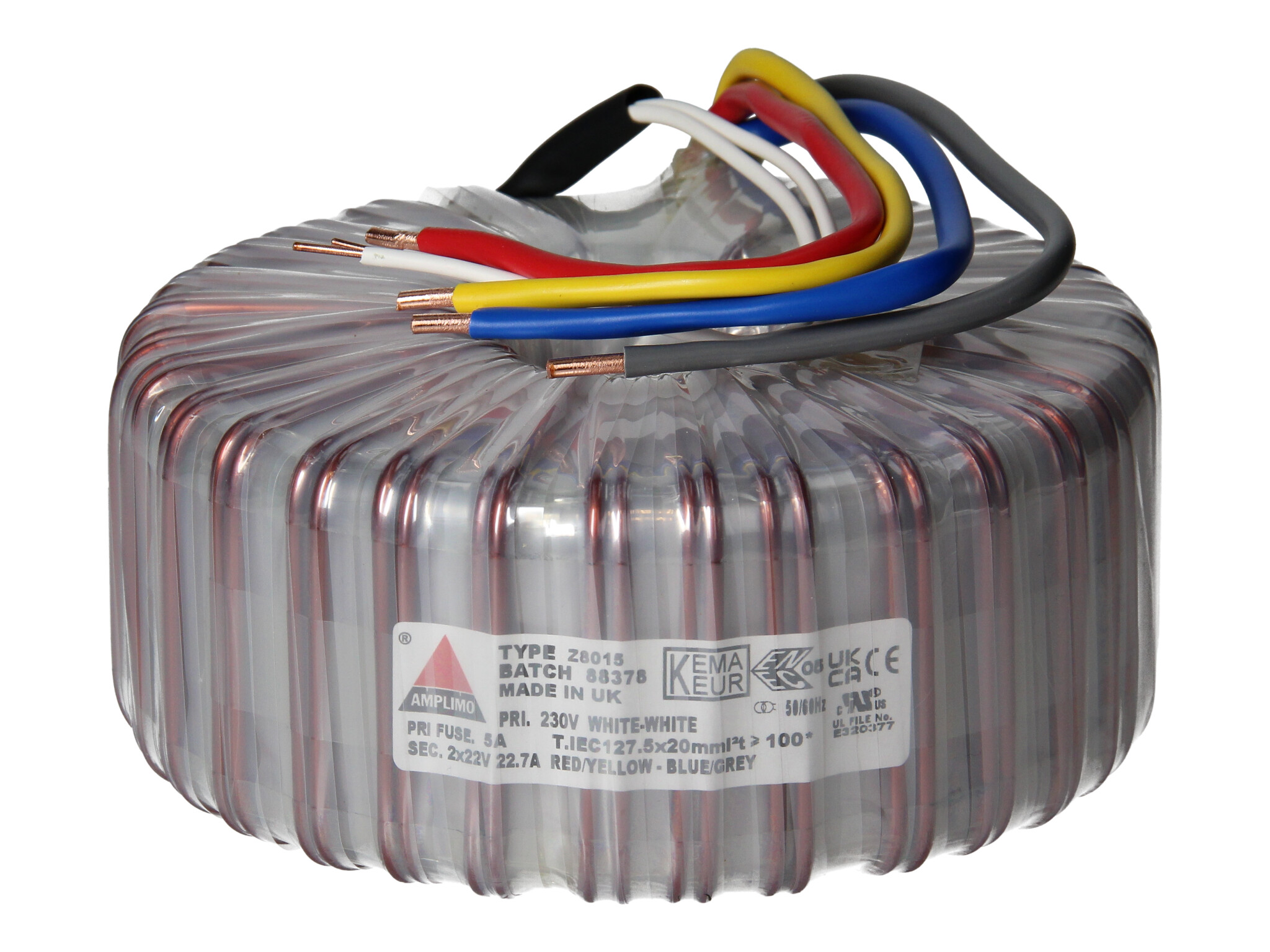 Amplimo Z8015 ringkerntrafo 230V naar 2x 22V 1000VA