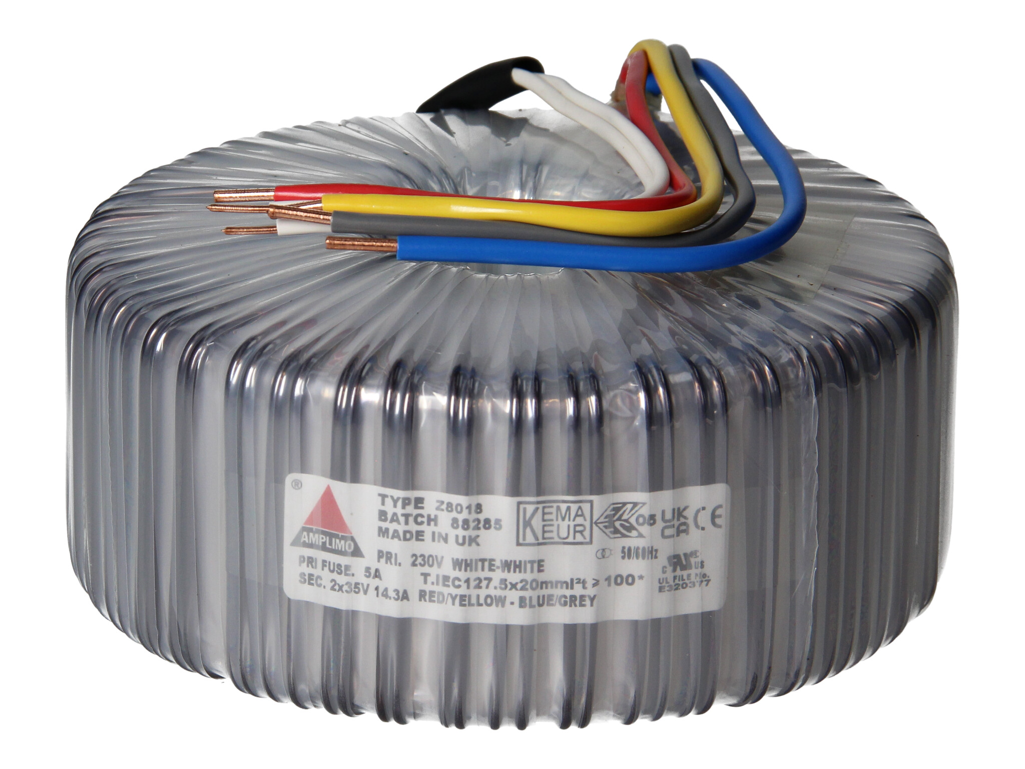 Amplimo Z8018 ringkerntrafo 230V naar 2x 35V 1000VA