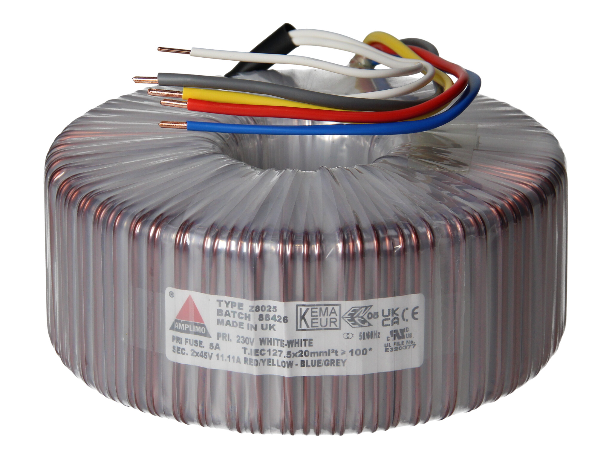Amplimo Z8025 ringkerntrafo 230V naar 2x 45V 1000VA