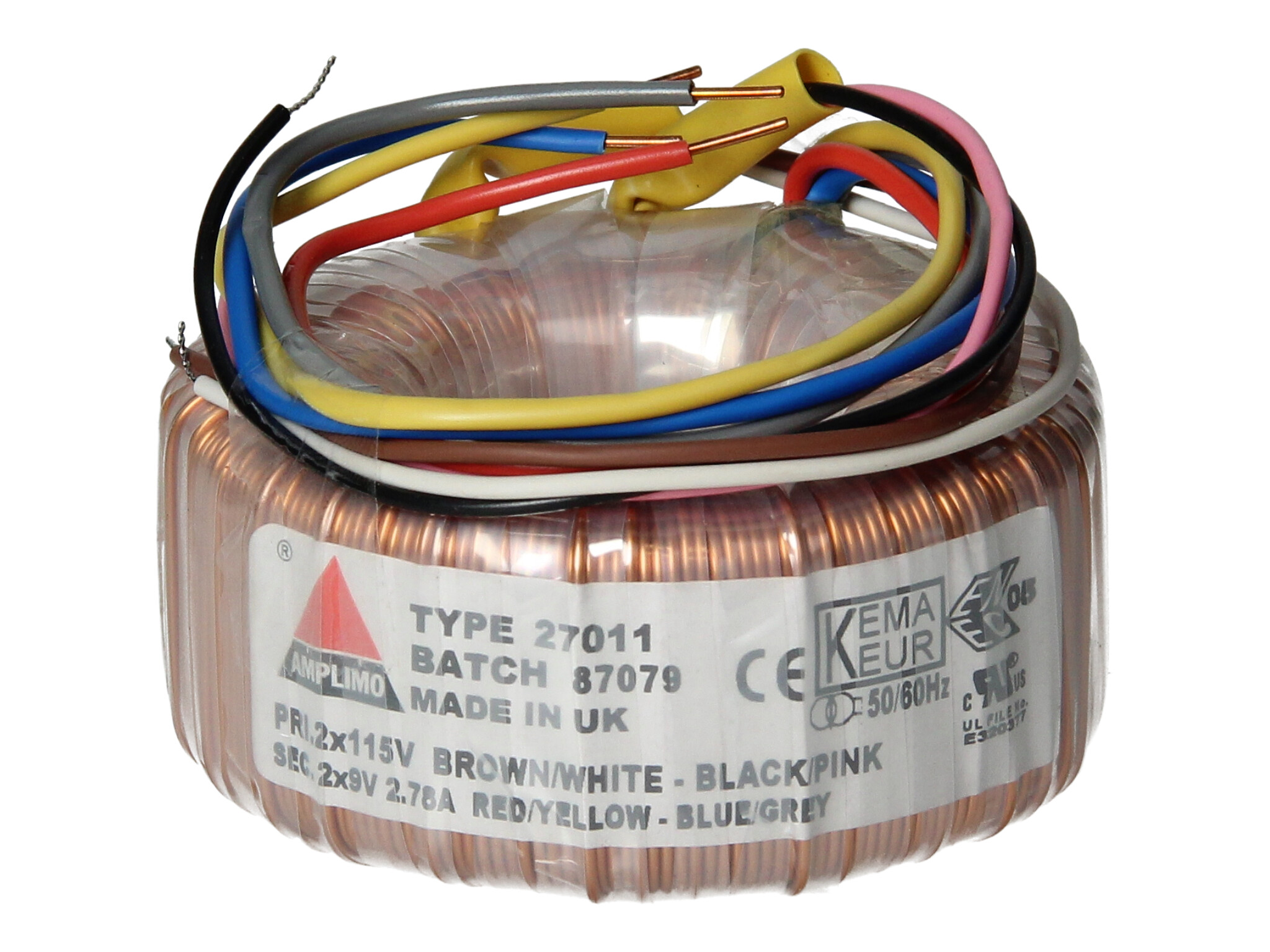 Amplimo 27011 ringkerntrafo 2 x 115V naar 2x 9V 50VA