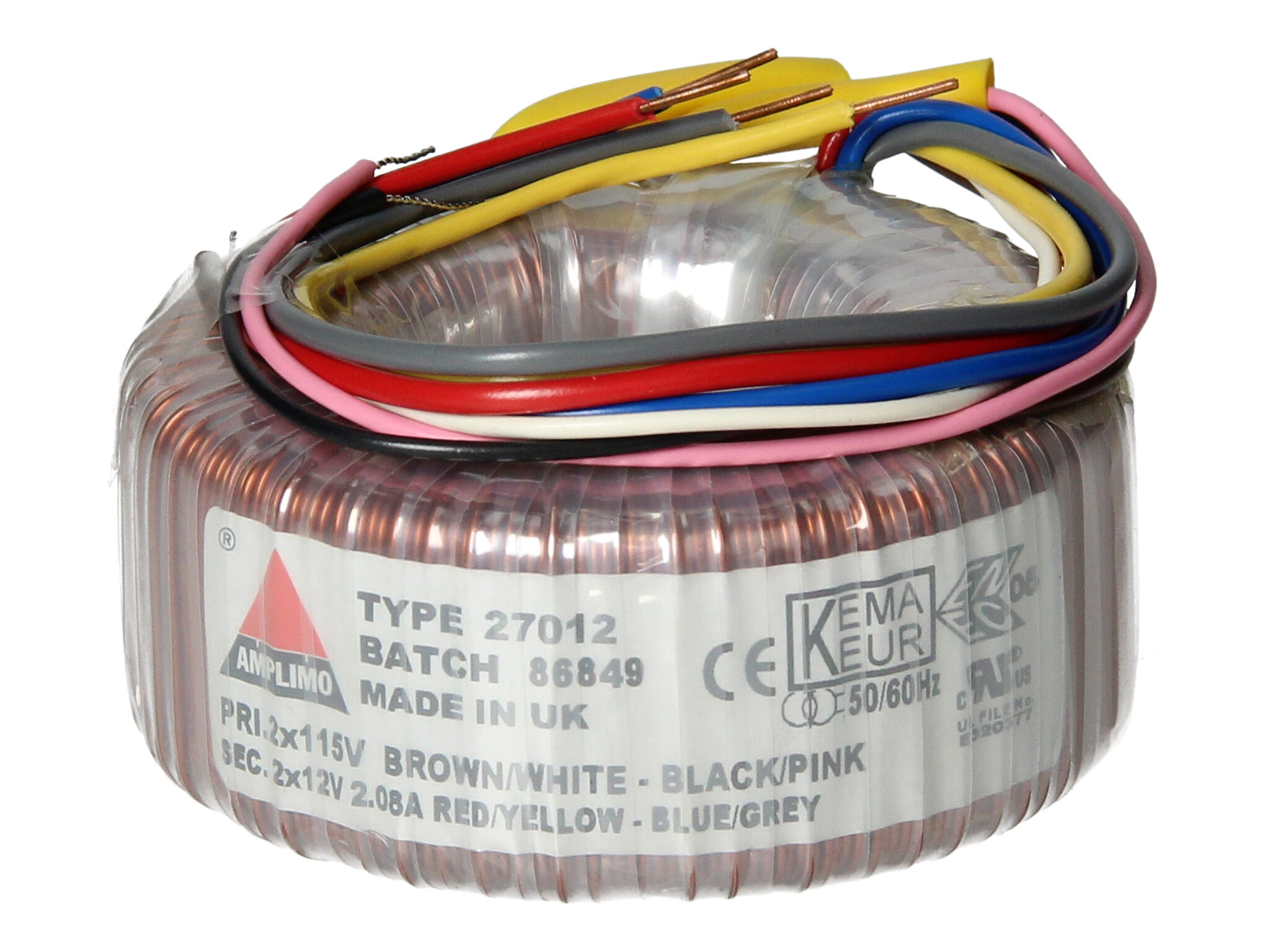 Amplimo 27012 ringkerntrafo 2 x 115V naar 2x 12V 50VA