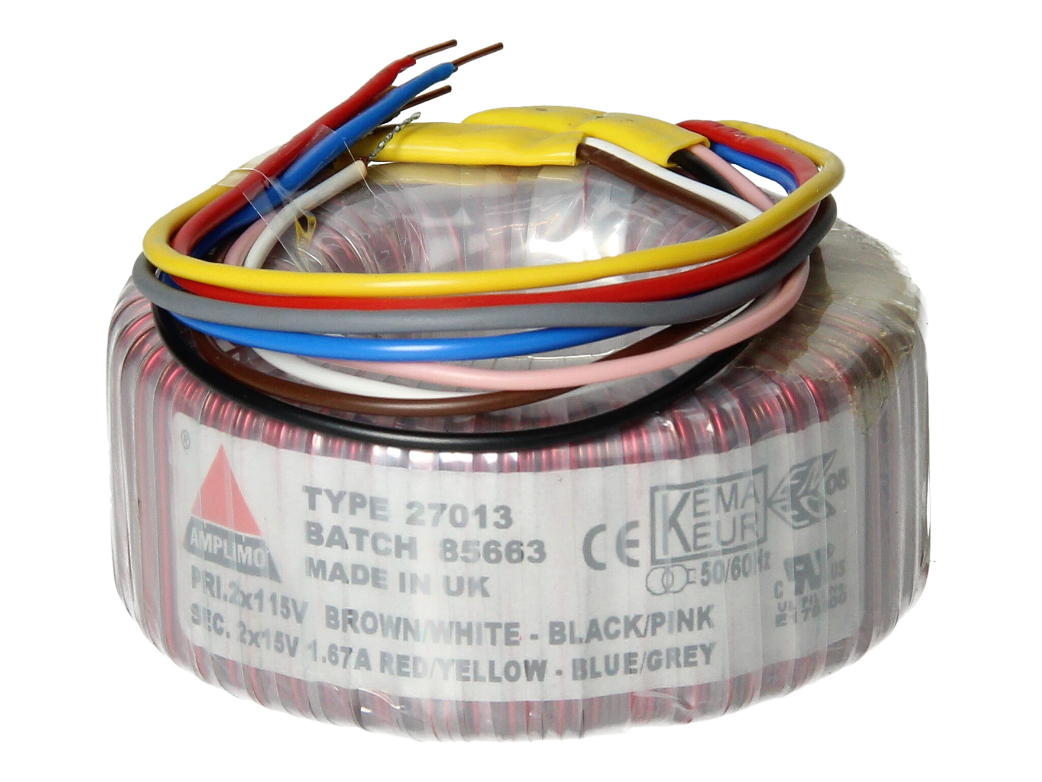 Amplimo 27013 ringkerntrafo 2 x 115V naar 2x 15V 50VA