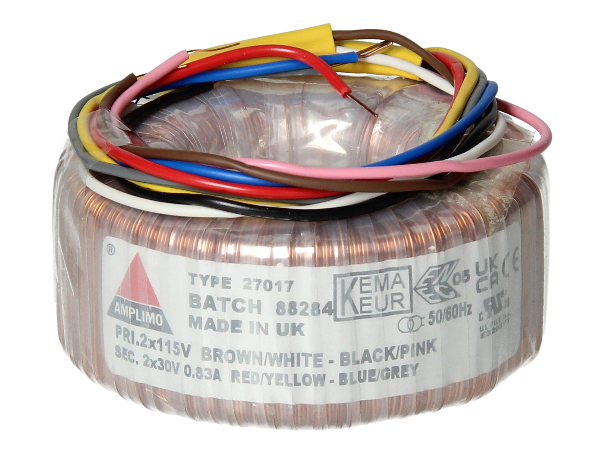 Amplimo 27017 ringkerntrafo 2 x 115V naar 2x 30V 50VA