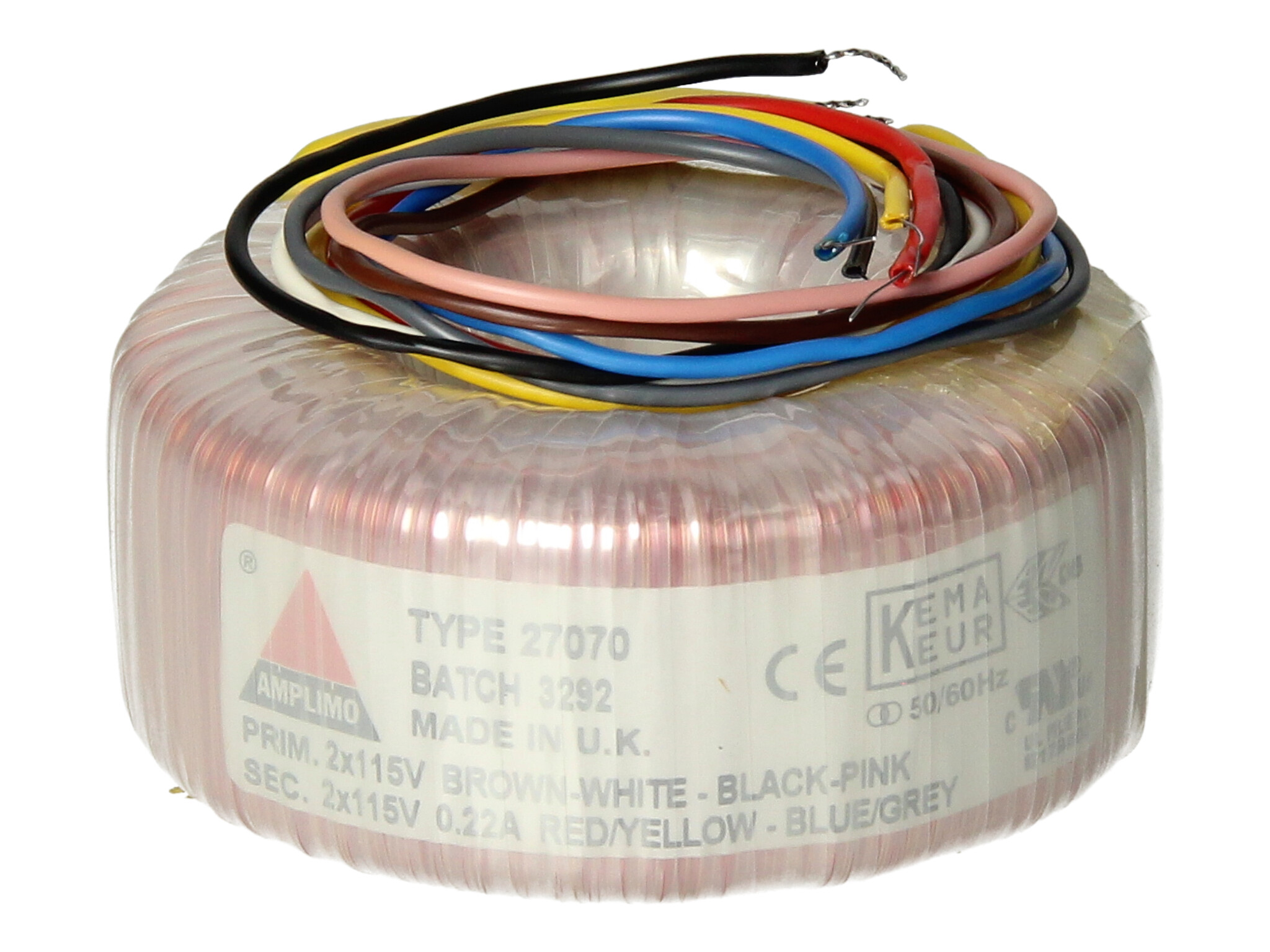 Amplimo 27070 ringkerntrafo 2x 115V naar 2x 115V 50VA