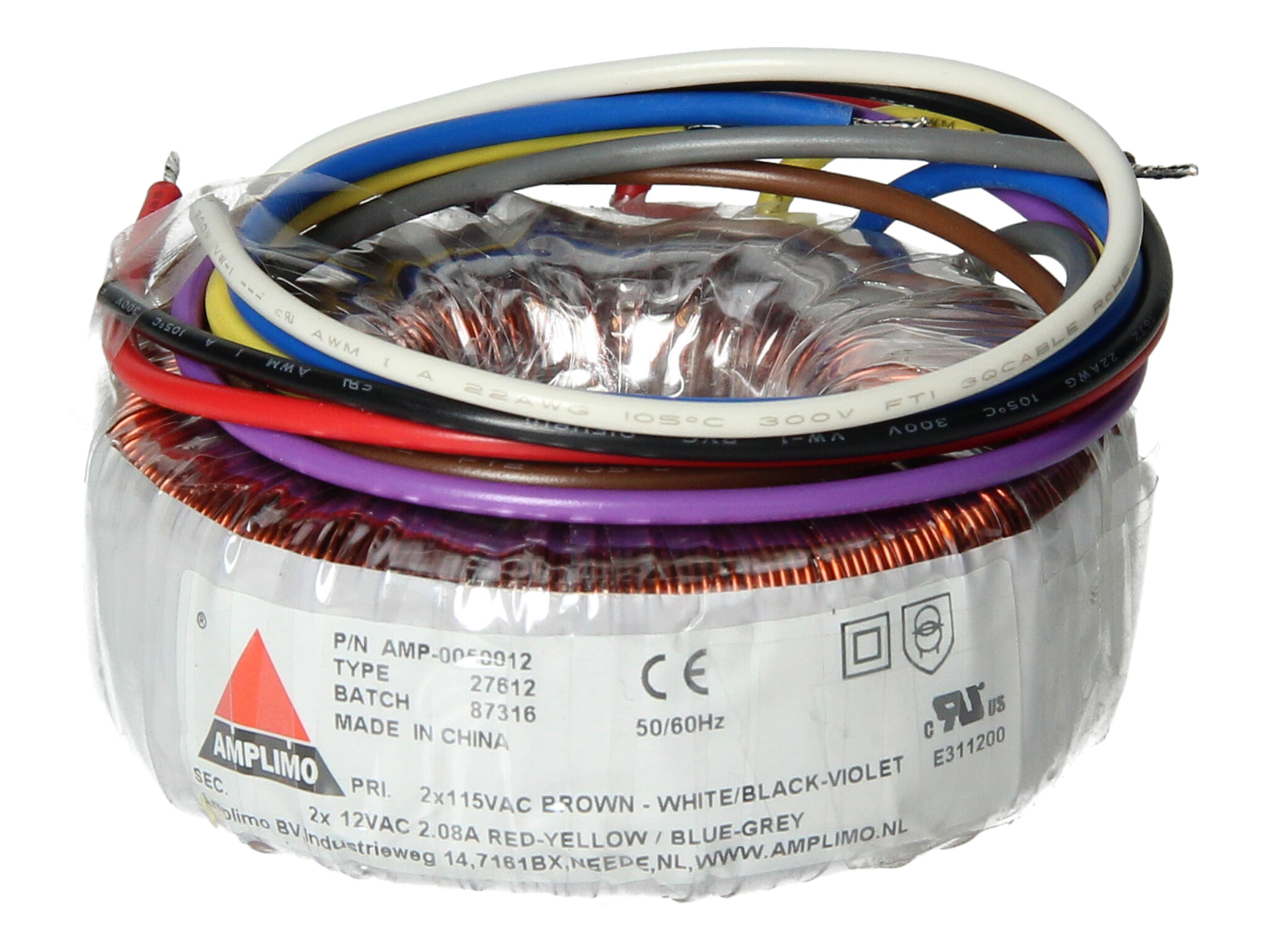 Amplimo 27612 ringkerntrafo 2 x 115V naar 2x 12V 50VA
