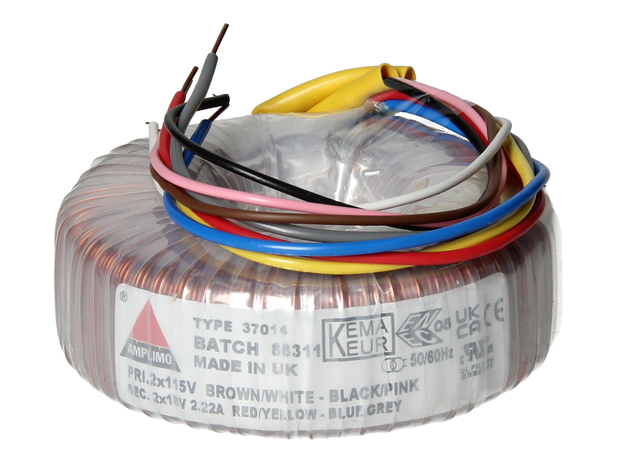 Amplimo 37014 ringkerntrafo 2 x 115V naar 2x 18V 80VA