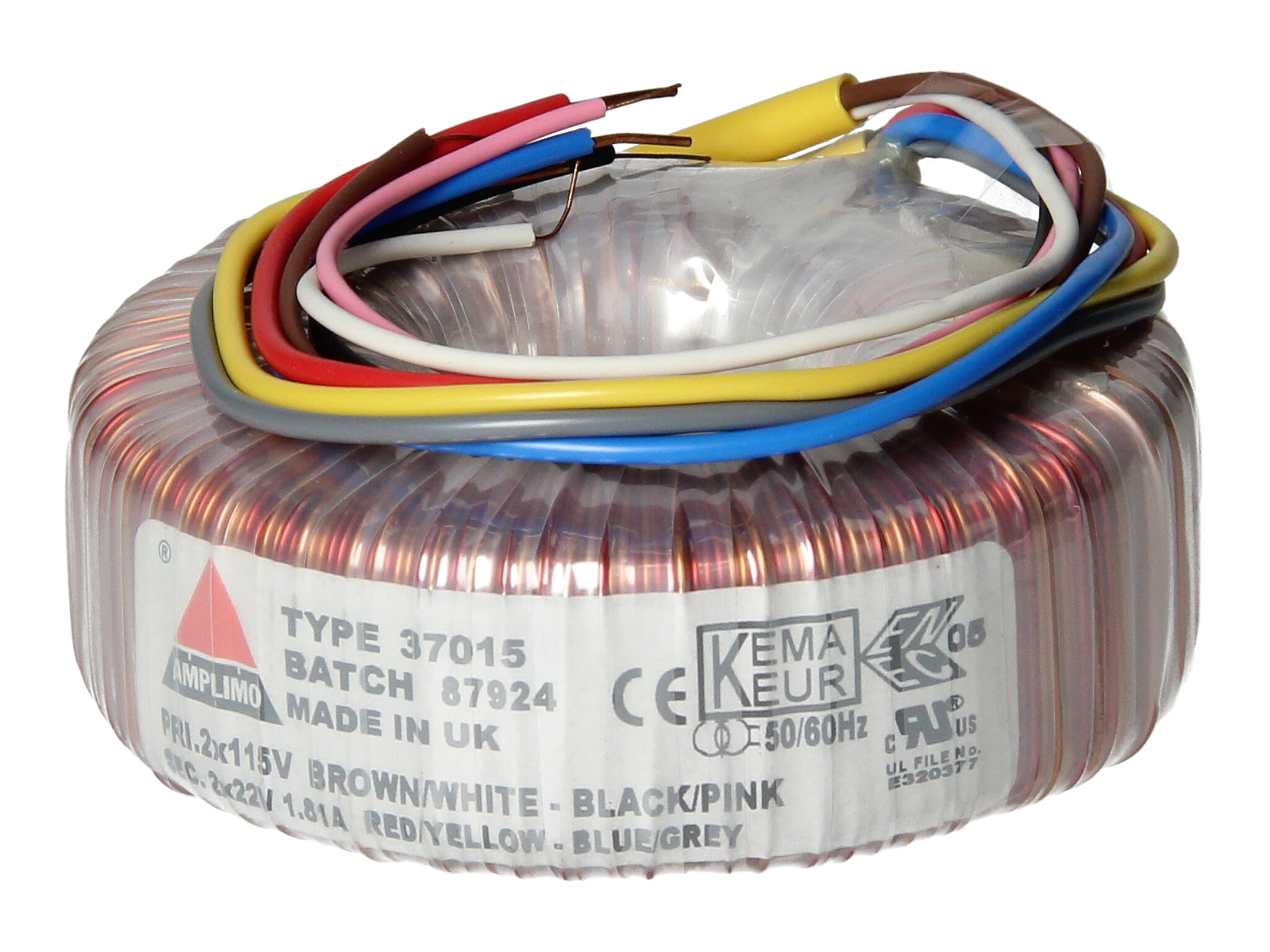 Amplimo 37015 ringkerntrafo 2 x 115V naar 2x 22V 80VA