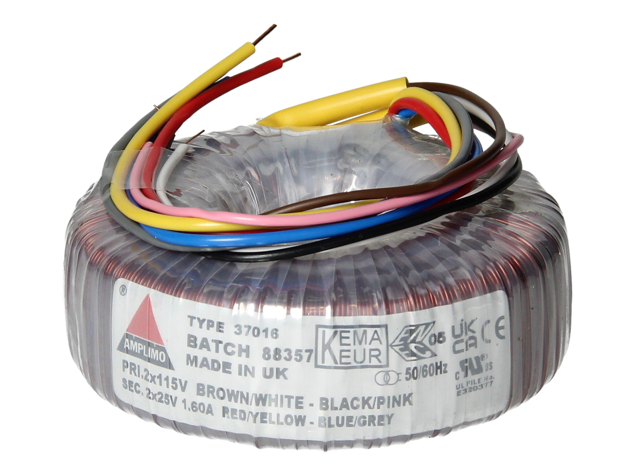 Amplimo 37016 ringkerntrafo 2 x 115V naar 2x 25V 80VA