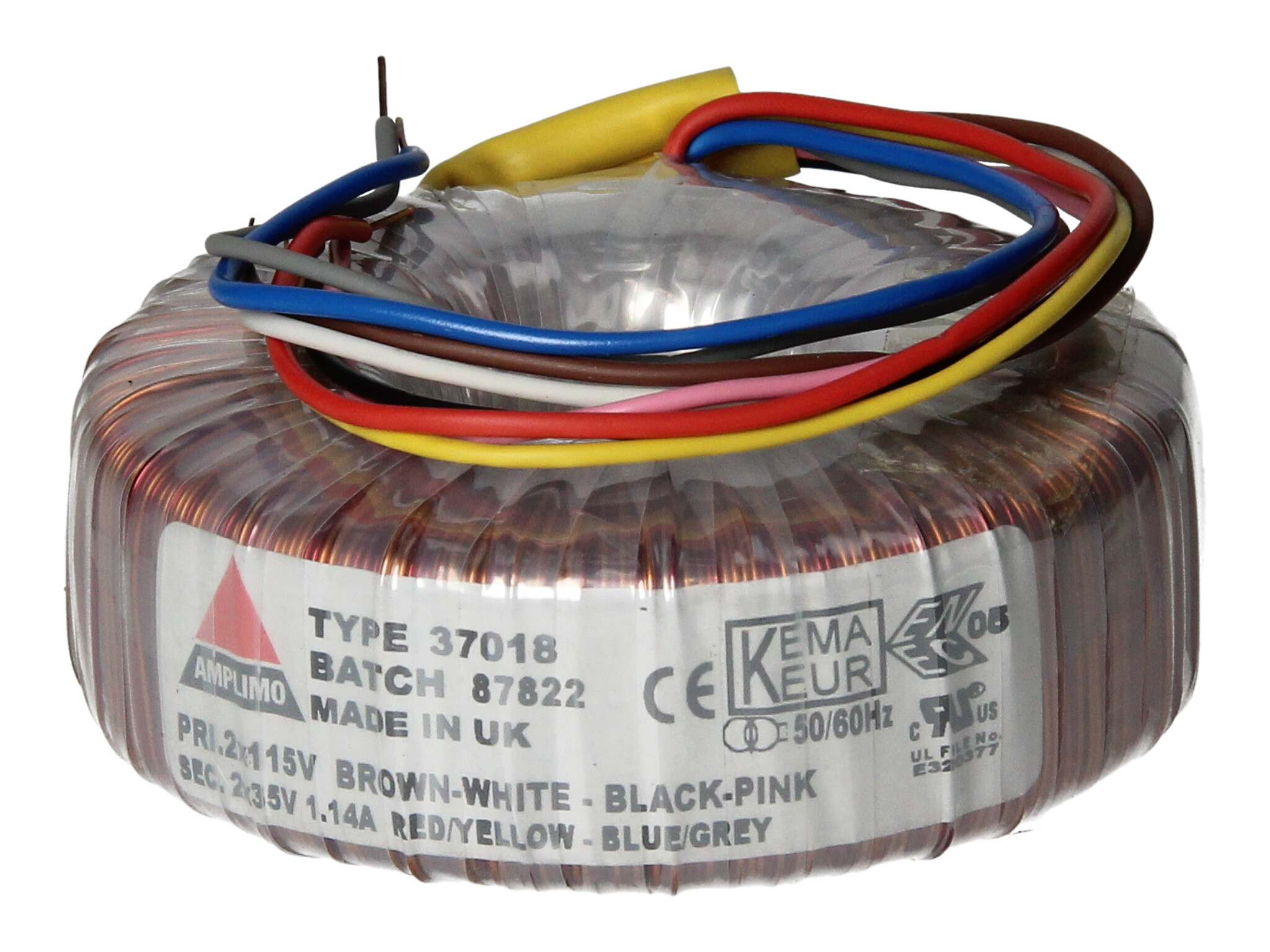 Amplimo 37018 ringkerntrafo 2 x 115V naar 2x 35V 80VA
