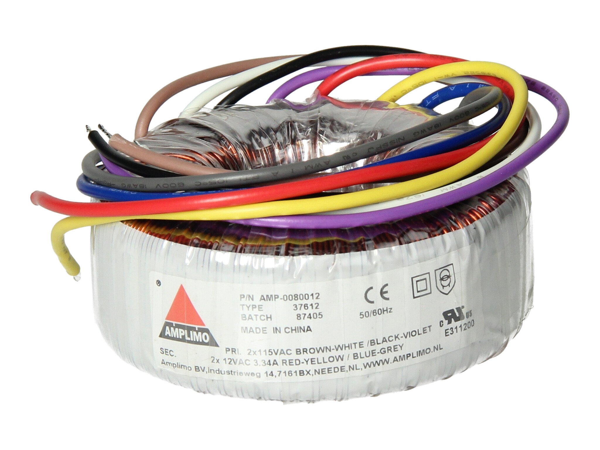 Amplimo 37612 ringkerntrafo 2 x 115V naar 2x 12V 80VA