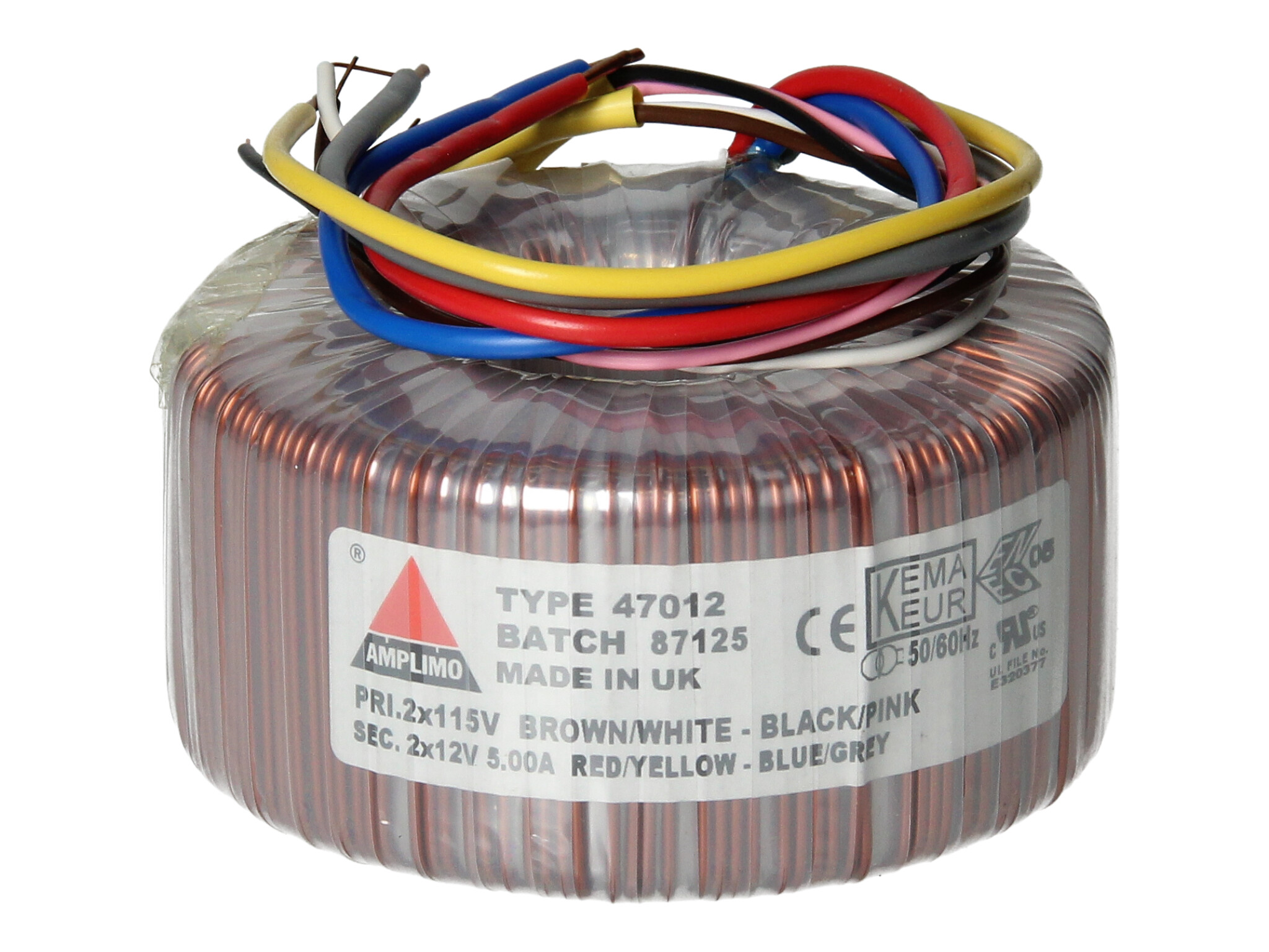 Amplimo 47012 ringkerntrafo 2 x 115V naar 2x 12V 120VA